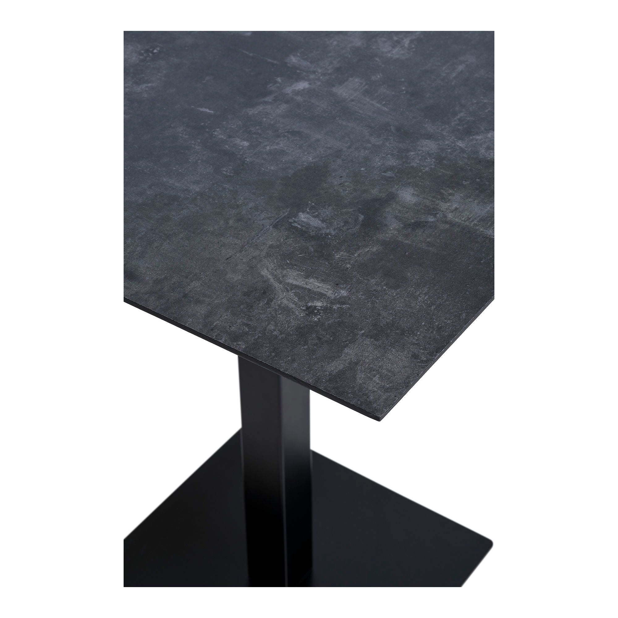 Fano Café-Tisch – Melamin, Dark Stone, Schwarzes Metallgestell, 70 × 70 cm