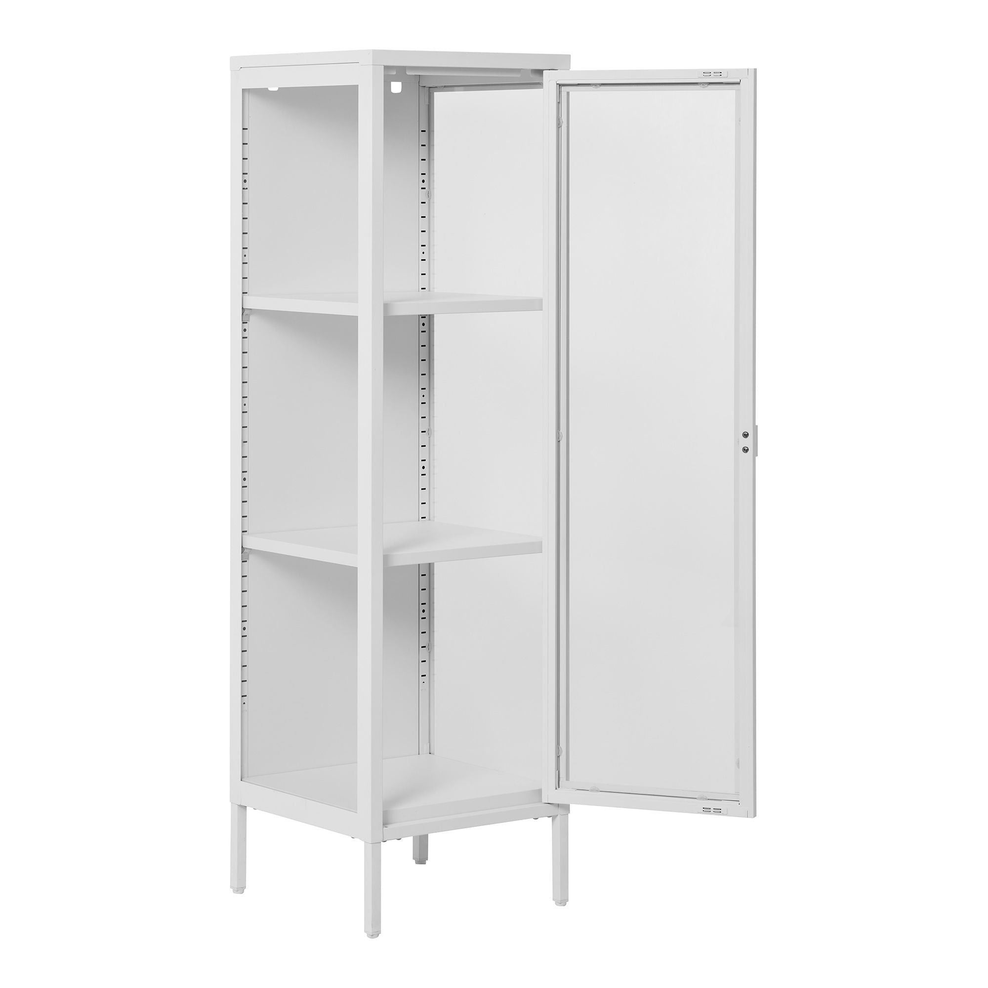 Brisbane Slim Vitrine – 1 Glastür, Stahl, Weiß, 40 × 35 × 140 cm