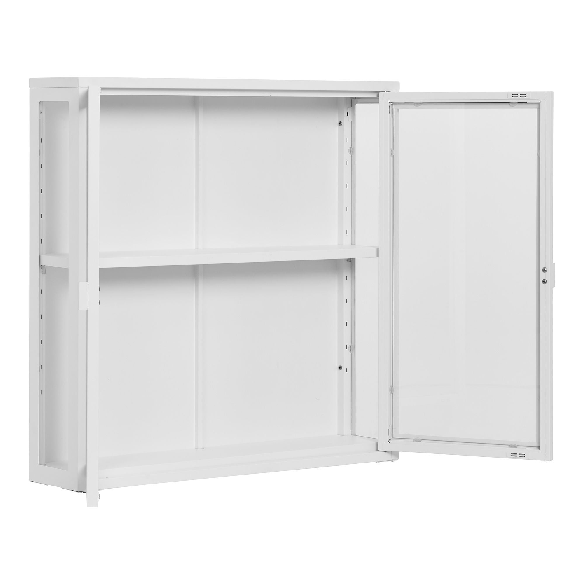 Brisbane Hängeschrank Vitrine – 2 Glastüren, Stahl, Weiß, 80 × 18 × 80 cm