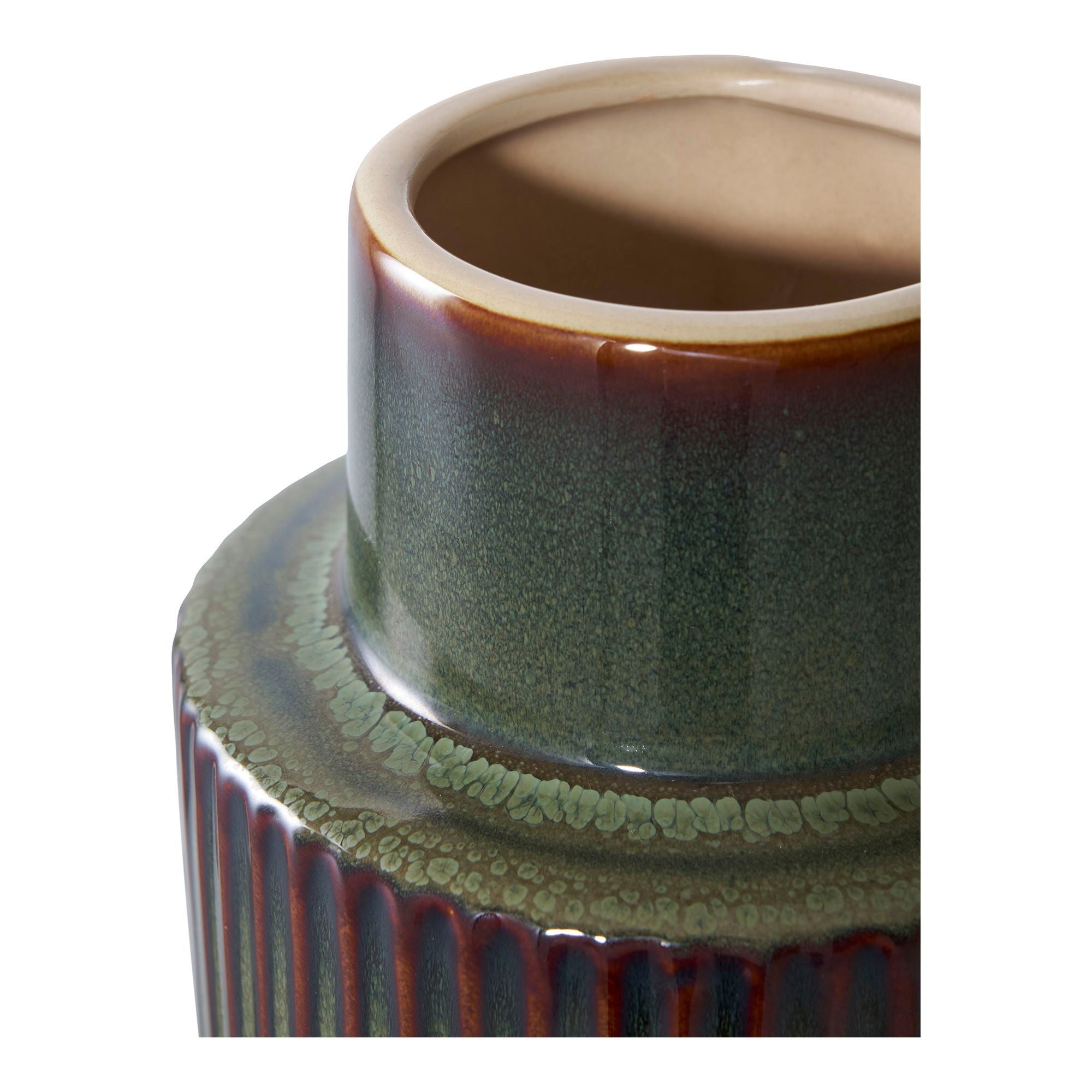 Vase aus Keramik, Grün/Braun