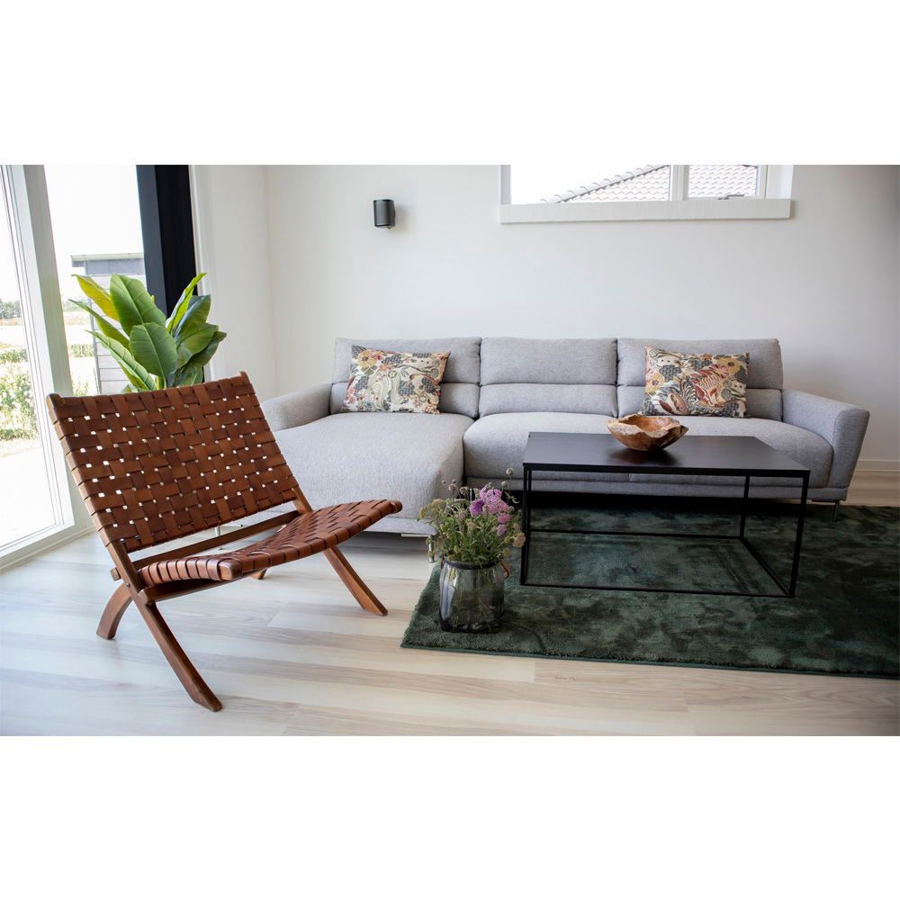 Perugia Klappstuhl aus Leder & Teakholz, Braun