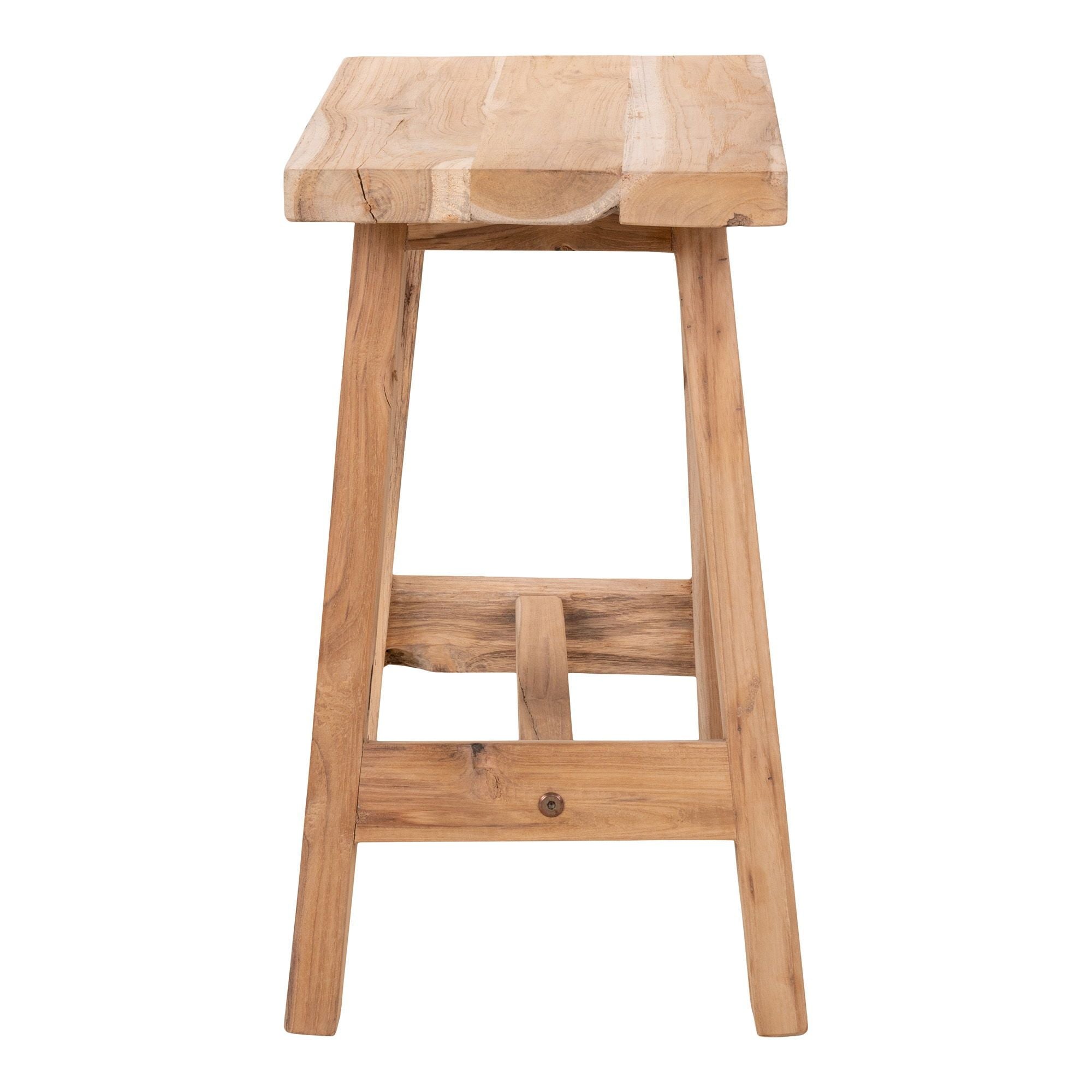 Barcelona Teakholz Gartenbank Naturbelassen 50x25x45 cm Robuste Sitzfläche Leicht Aufbaubar für Balkon und Garten