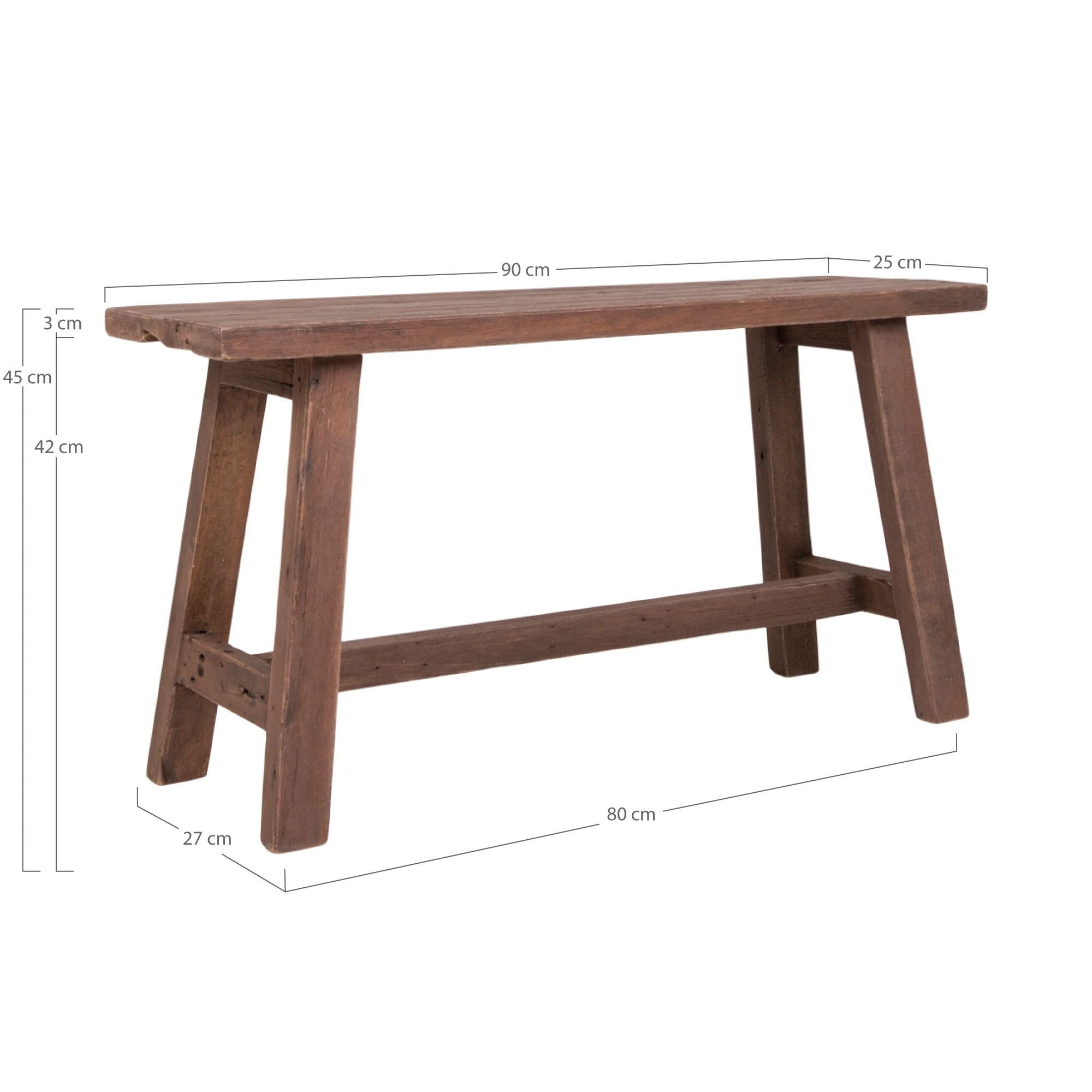 Barcelona Teak Gartenbank Aus Teakholz Naturbelassen 90 X 25 X 45 cm für Balkon Terrasse Garten Außenbereich