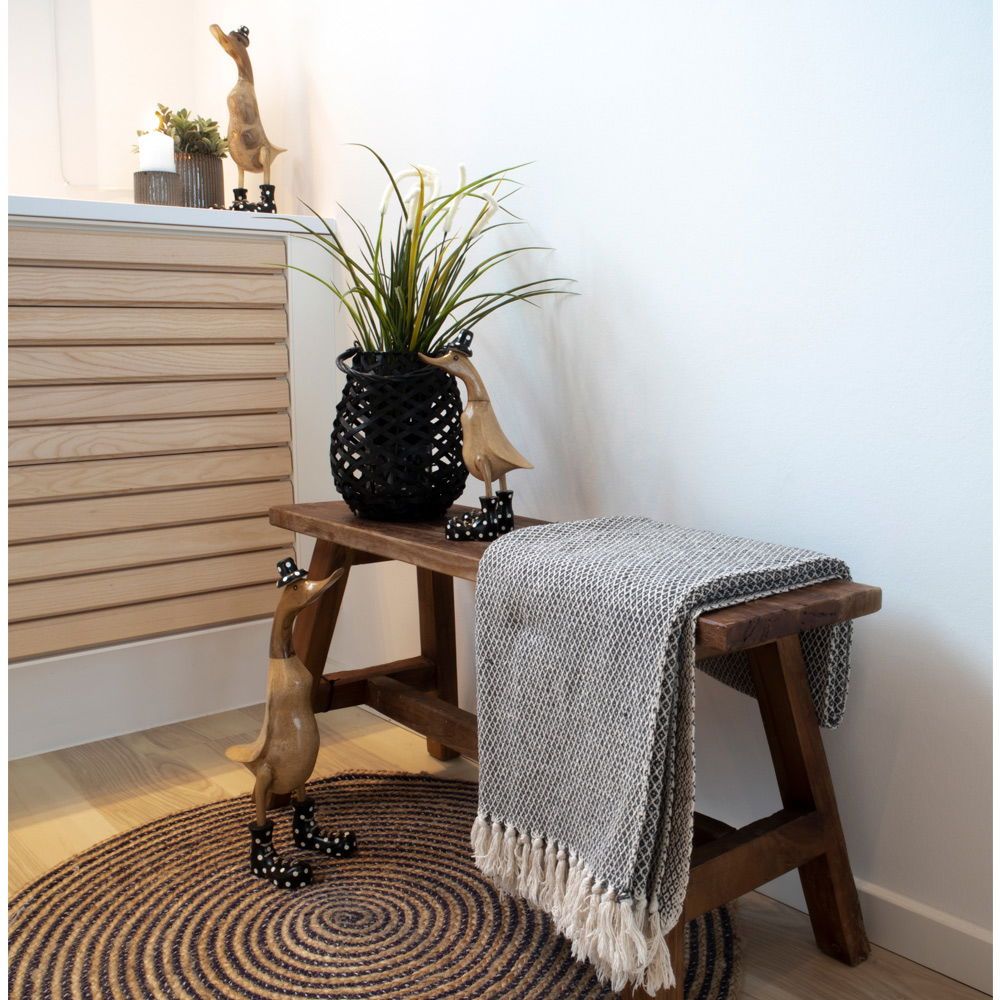 Barcelona Teak Gartenbank Aus Teakholz Naturbelassen 90 X 25 X 45 cm für Balkon Terrasse Garten Außenbereich