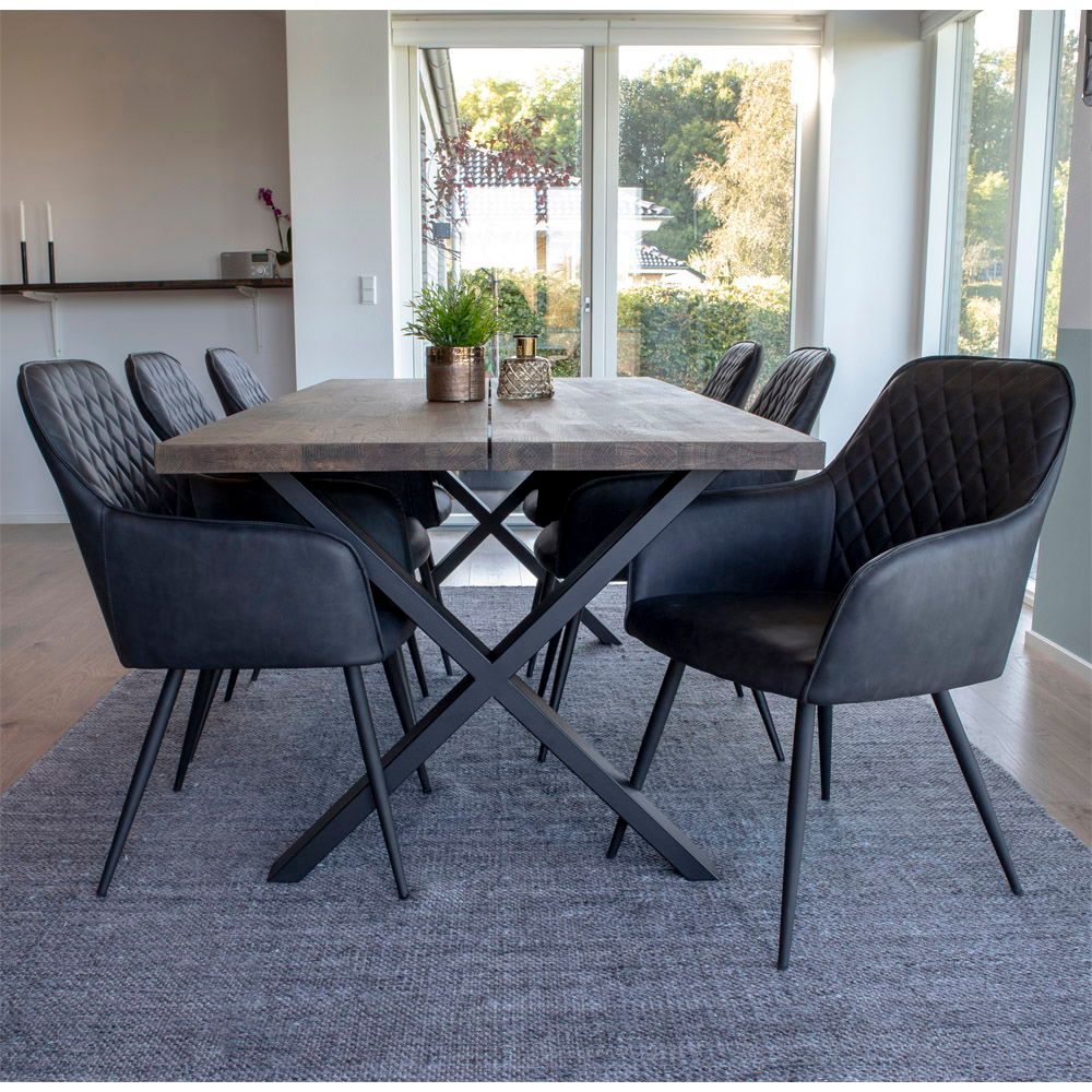 Harbo Stuhl Set Aus PU Dunkelgrau mit Schwarzen Beinen für Mehr Komfort Zweier Set