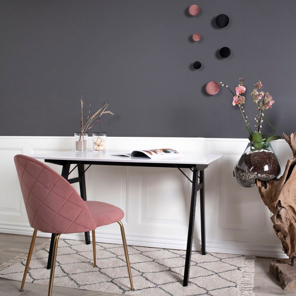 Geneve Samt Stuhl Rosefarben mit Messingoptik-Beinen für Elegantes Esszimmer Zweier-Set mit Bequemer Polsterung