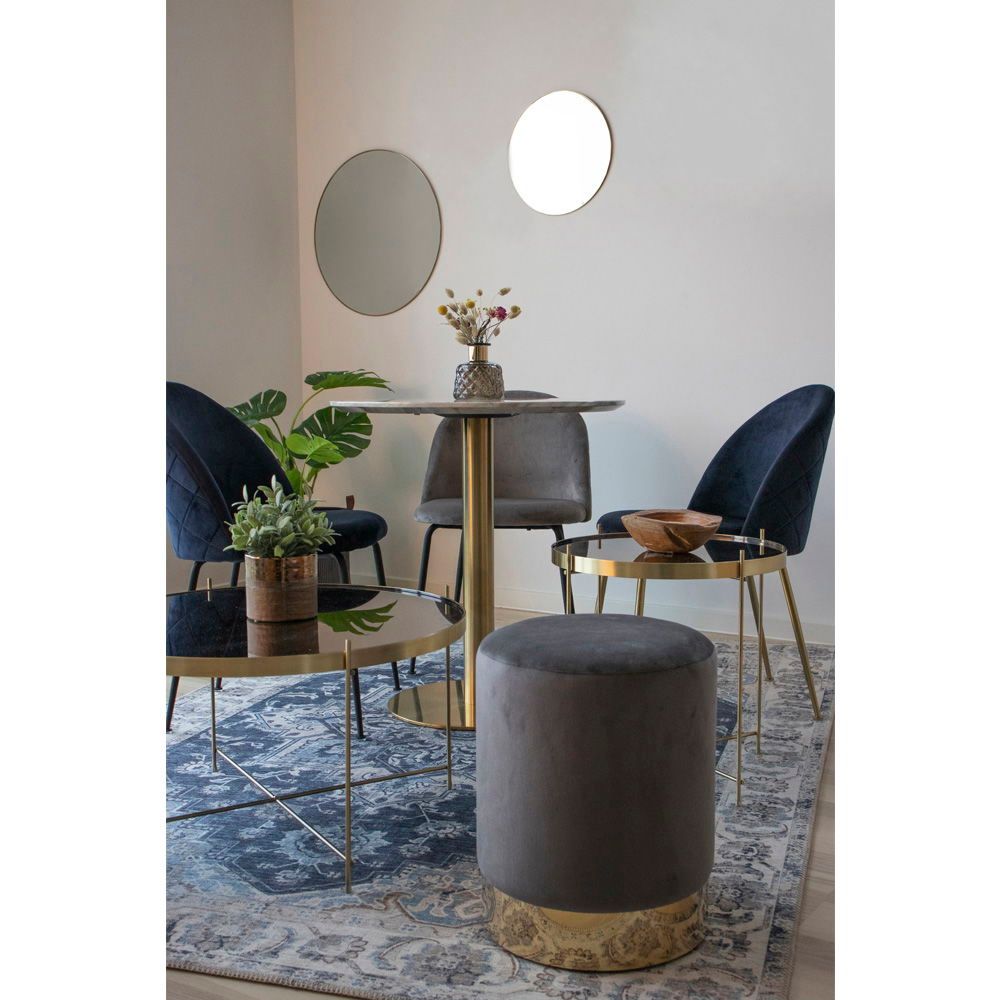 Geneve Stuhl Samt Grau Gepolstert Set Aus Zwei mit Schwarzen Beinen für Modernen Komfort