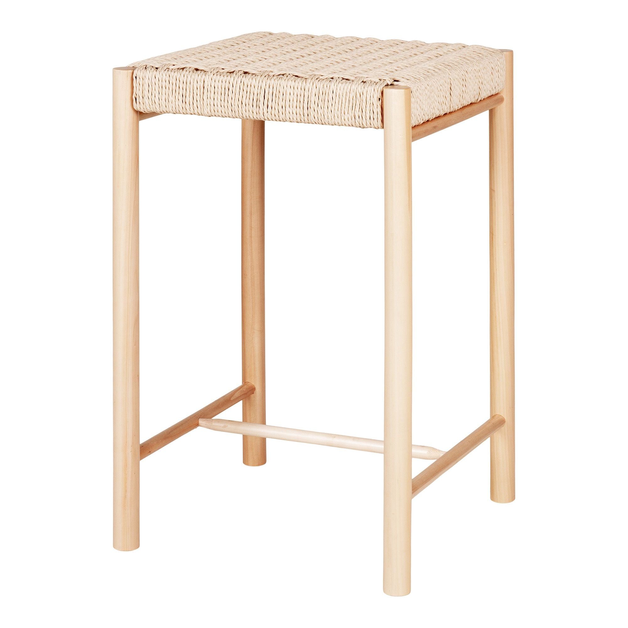 Abano Counter Chair – Pappelholz mit natürlichem Weidengeflecht-Sitz