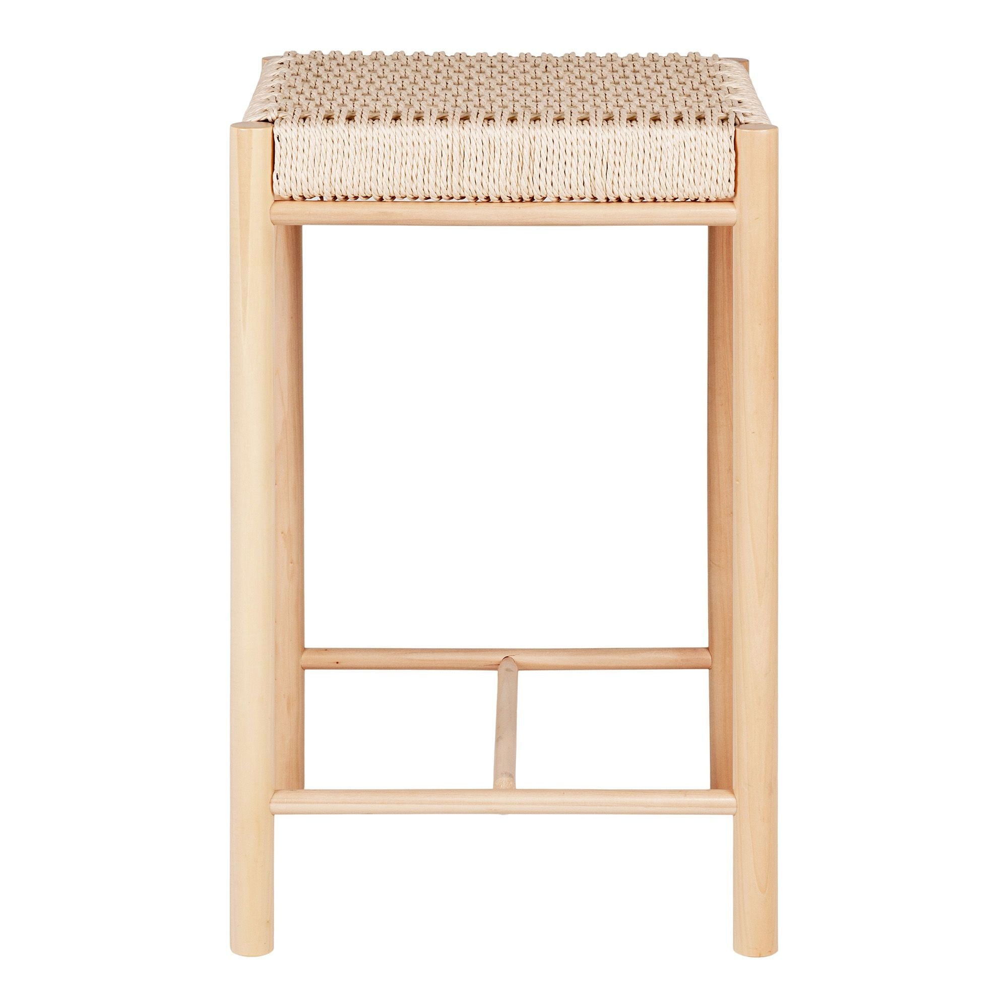 Abano Counter Chair – Pappelholz mit natürlichem Weidengeflecht-Sitz