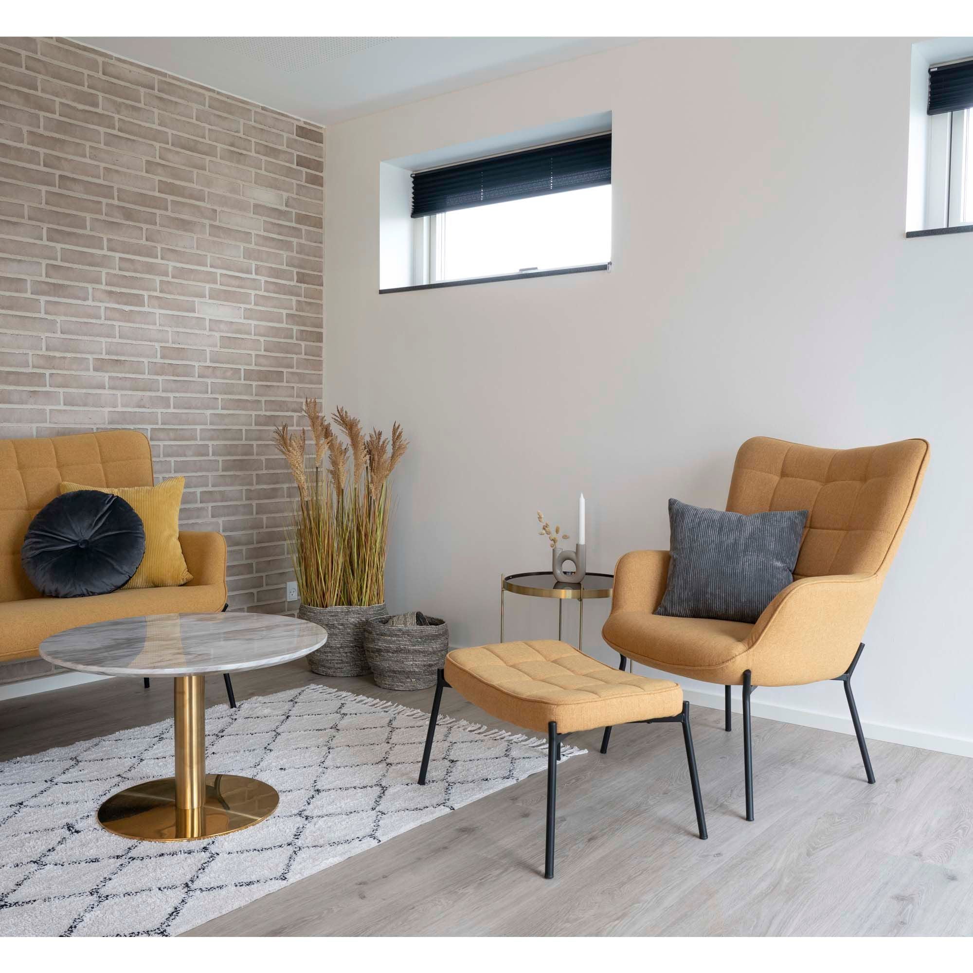 Venezia Couchtisch Glasplatte Messingfarbener Stahl Ø48xH48 cm Stilvolles Design