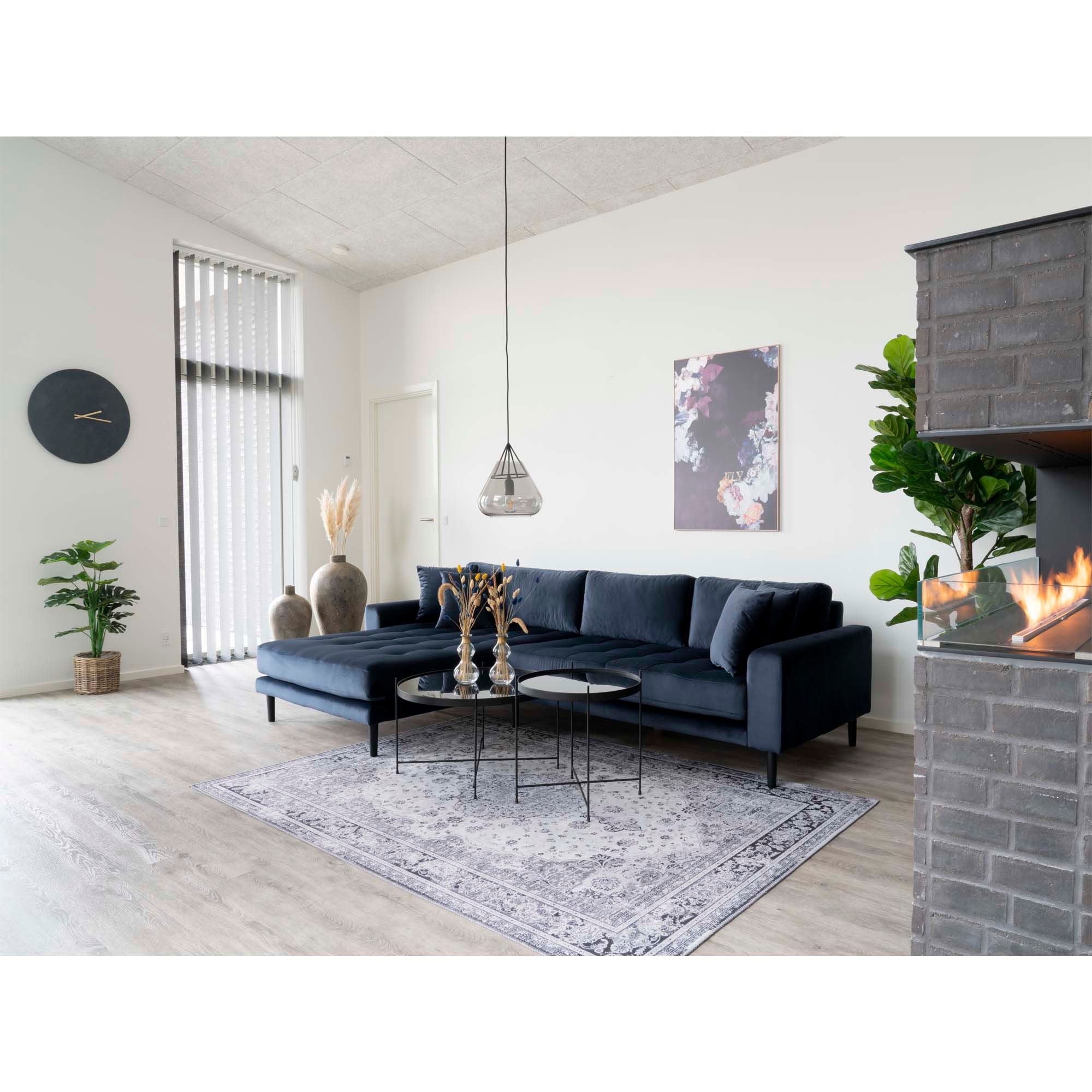 Venezia Kaffeetisch Glas Stahl Schwarz Pulverbeschichtet für Modernes Wohnzimmer