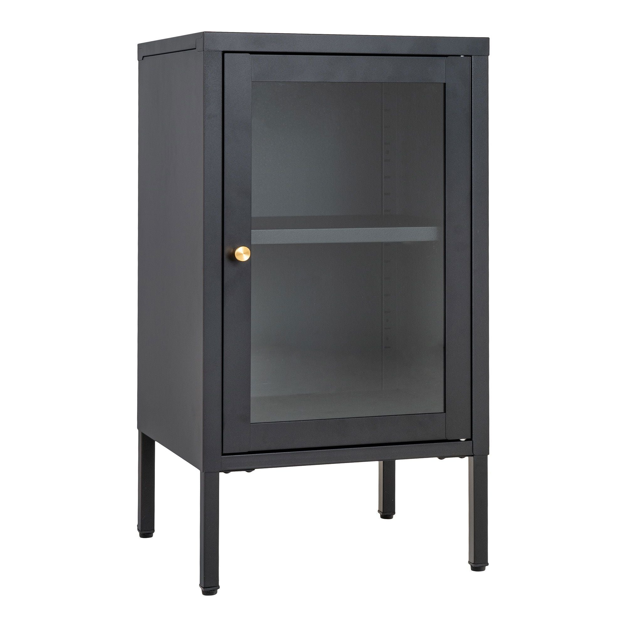 Dalby Schrank Stahl schwarz mit Glastür 38x70 cm