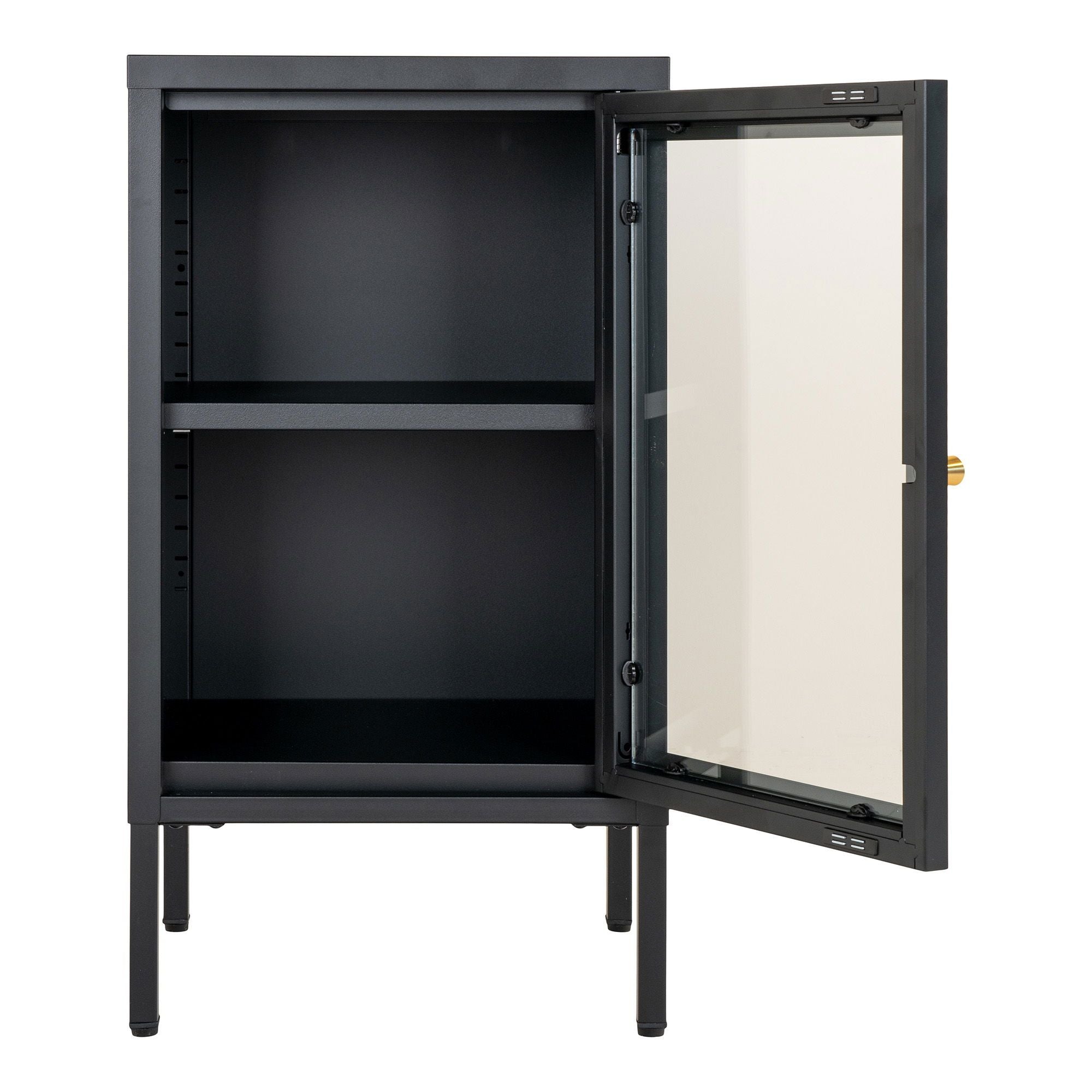 Dalby Schrank Stahl schwarz mit Glastür 38x70 cm
