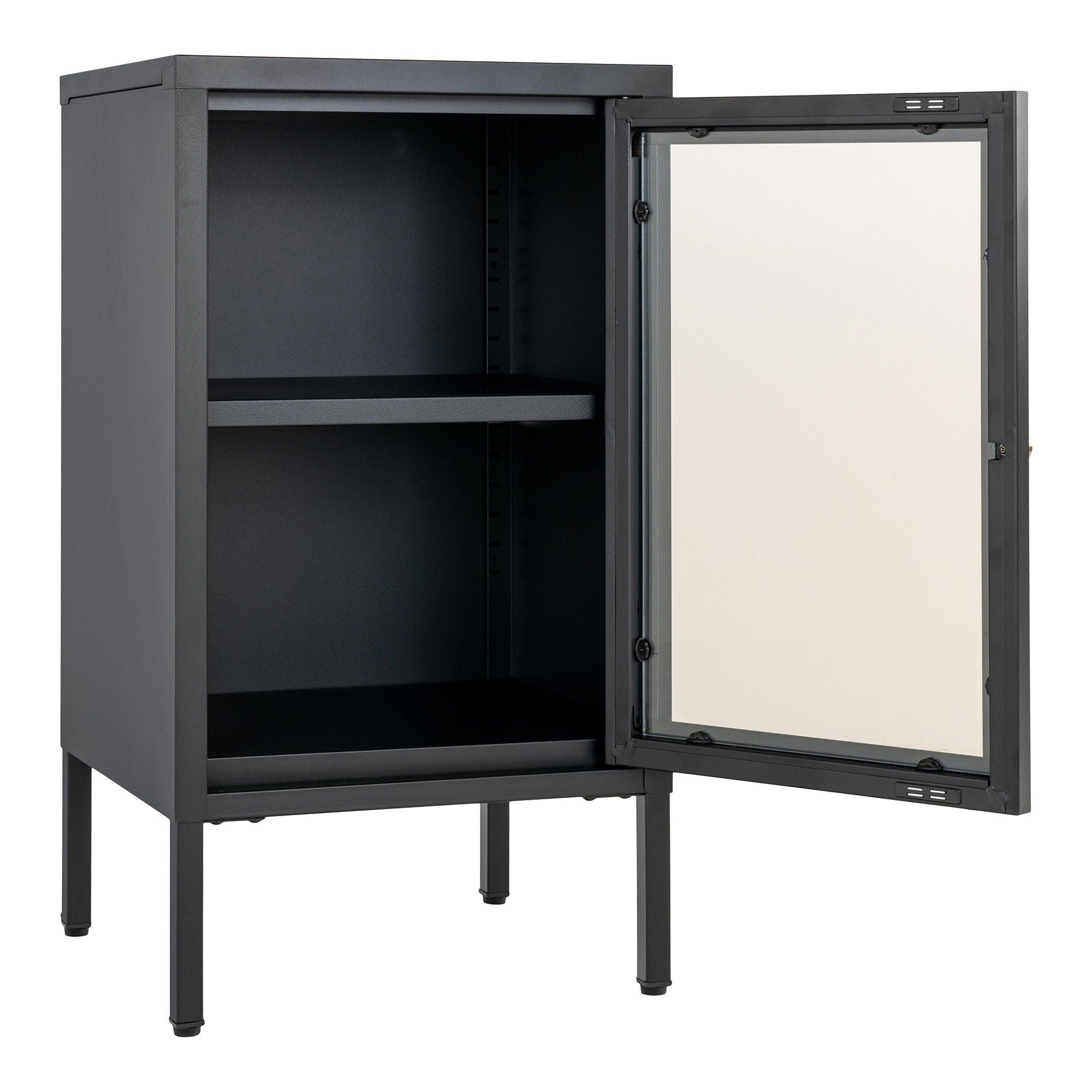 Dalby Schrank Stahl schwarz mit Glastür 38x70 cm