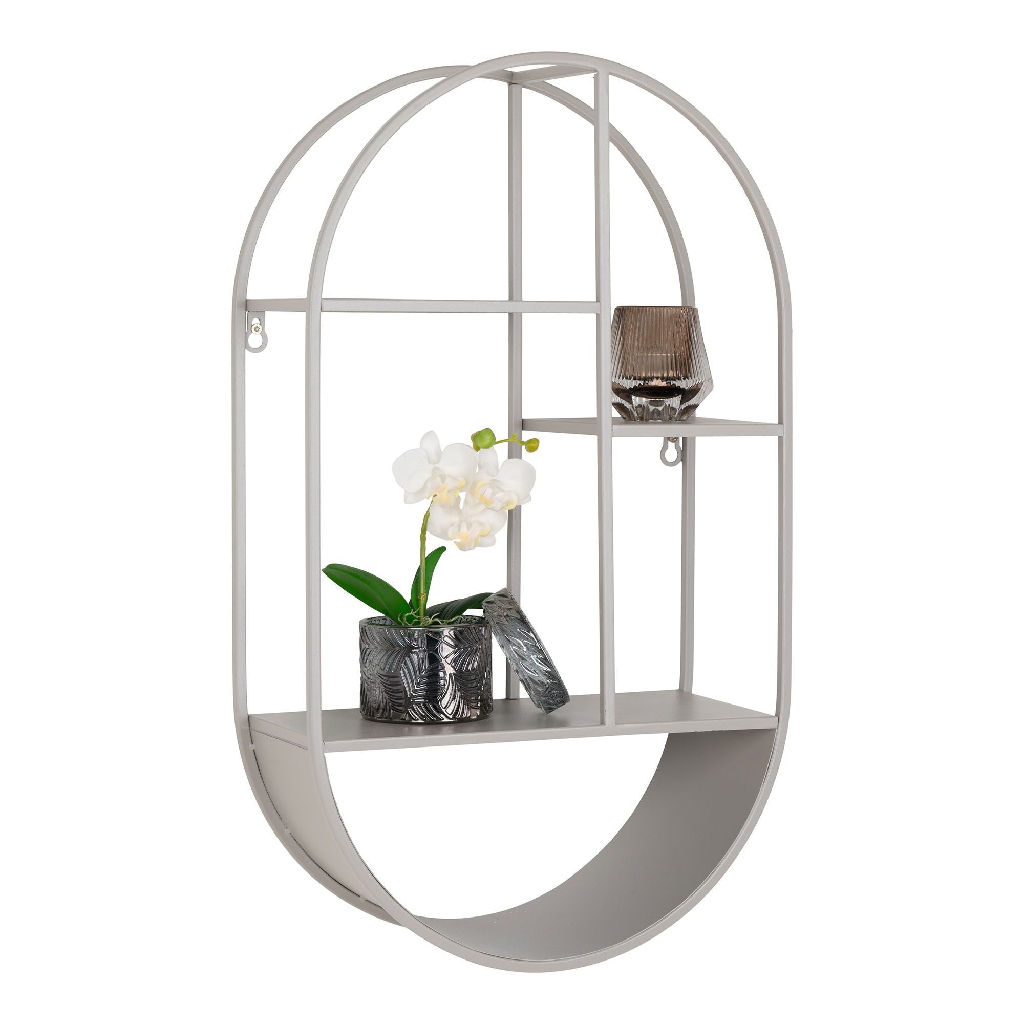 Feira Wandregal Aus Stahl In Kühlgrau Ovales Design für Platzsparende Aufbewahrung 35x15x60 Cm