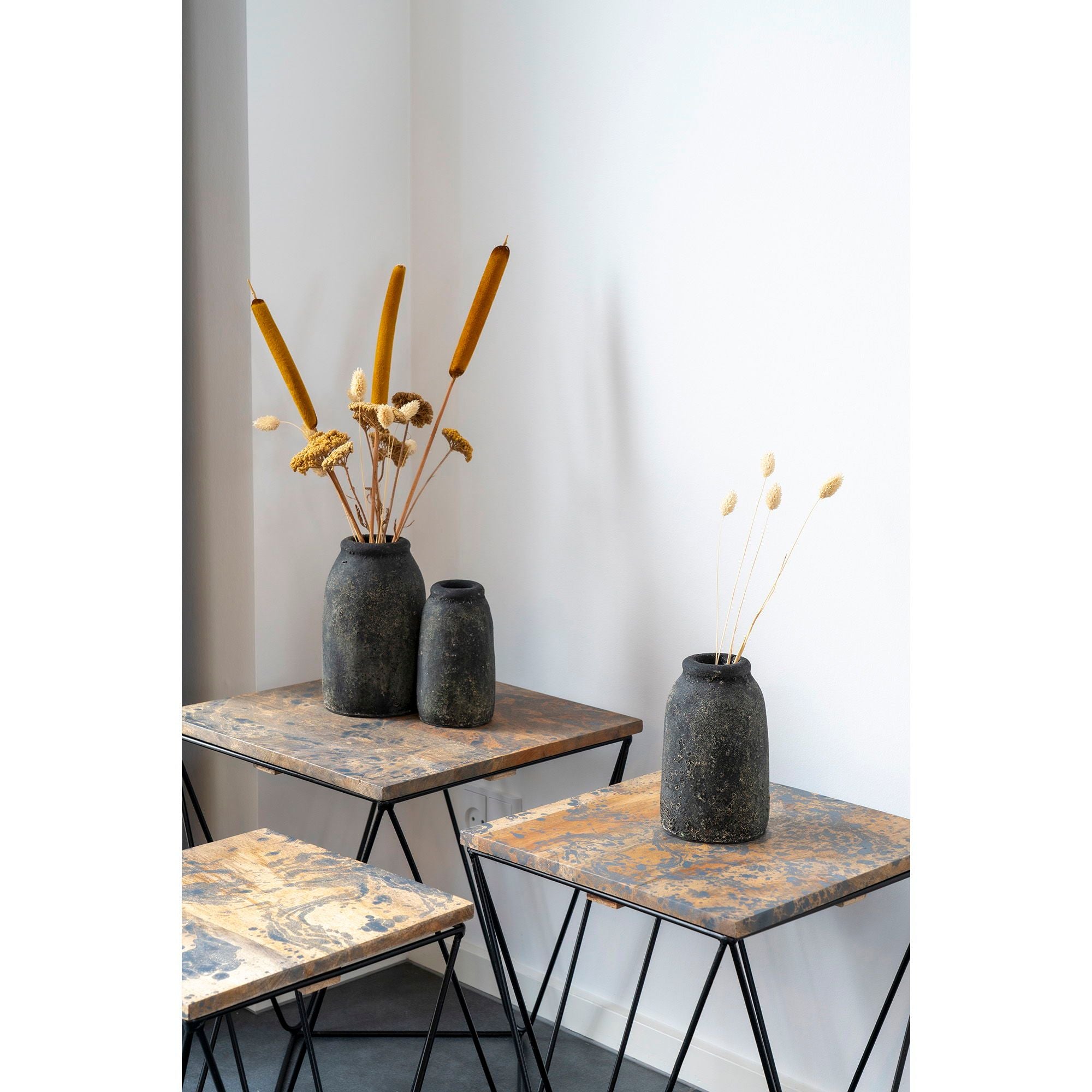 Velas Deko-Vasen Set 3-teilig Terrakotta dunkelgrau