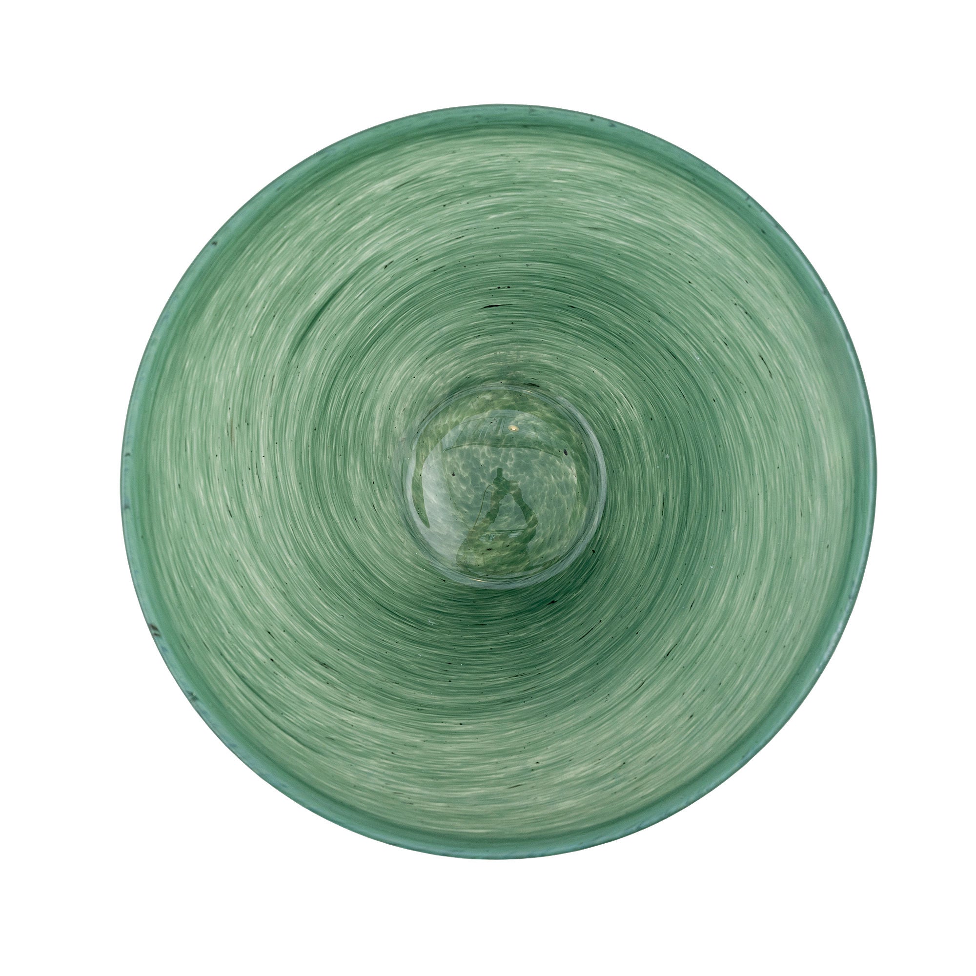 Esmaralda Grüne Glasschale Handgeblasen mit Streifenmuster und Variierenden Grüntönen 15 cm Hoch 25 cm Durchmesser
