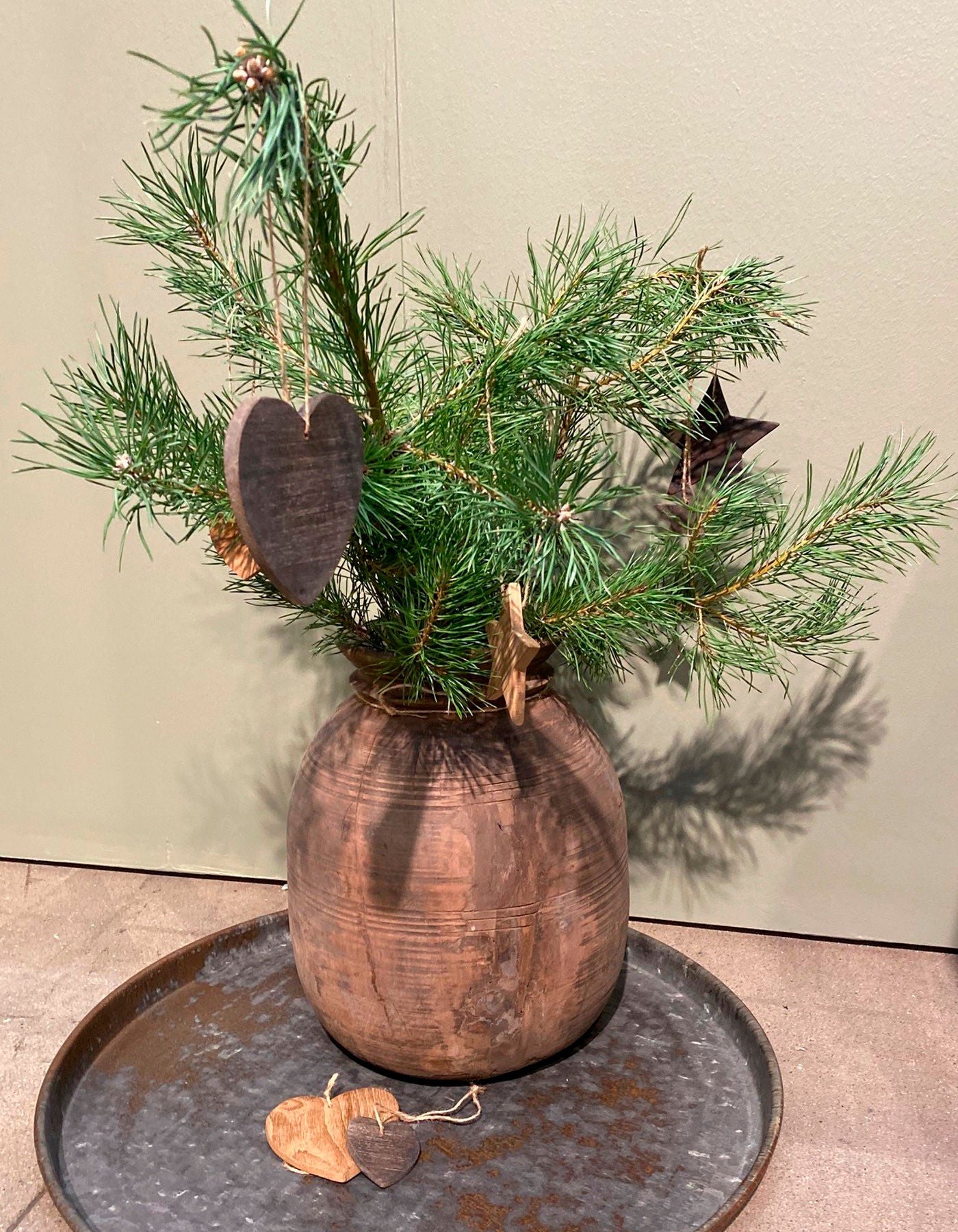 TRÆKRUKKE Unik Holzkrug Vase, Schwarz Vintage, Handgeschnitzt