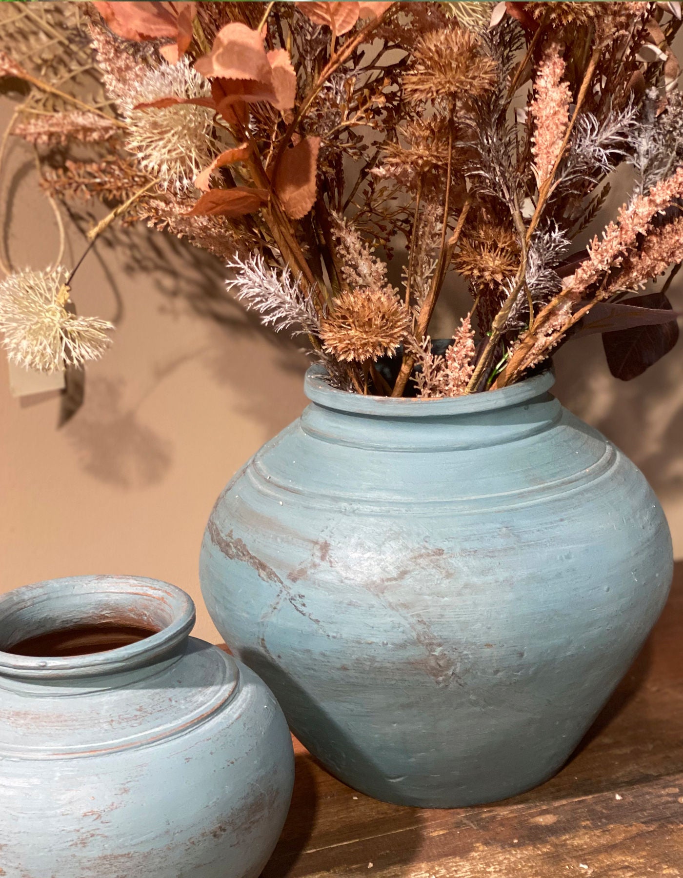 BLÅ Handgefertigte Vase – Unikat aus Ton-Zement-Mix in Blau