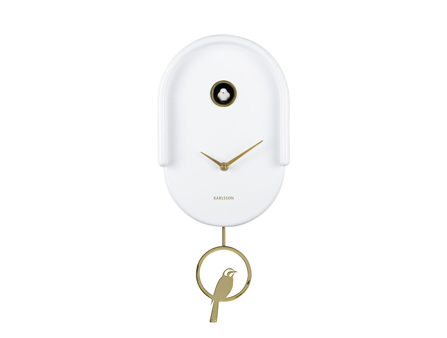 Karlsson Tweet Wanduhr Weiß Glänzende Oberfläche Vogelakzent