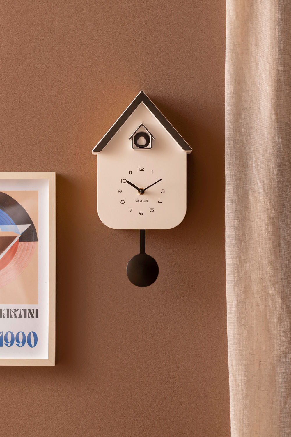 Wanduhr Dupla Color Cuckoo Weiß Mit Schwarz Zweifarbige Pendeluhr Vogel Dekor