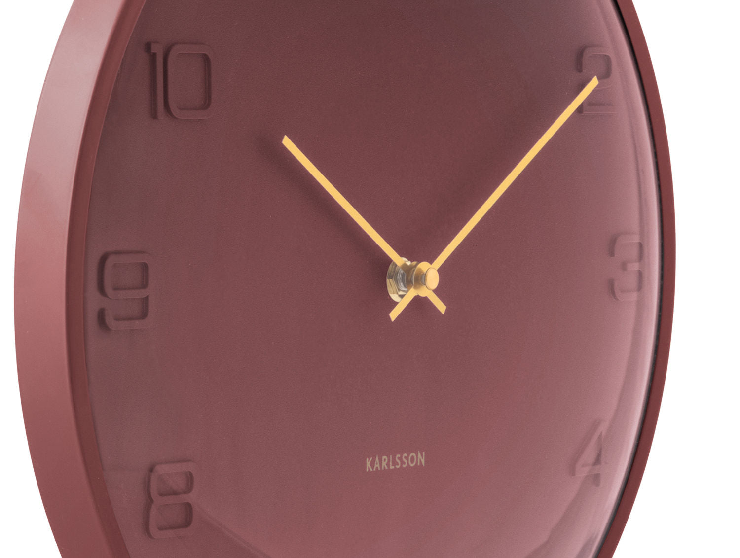 Wanduhr Fuerte Dome Burgunderrot Mit Kuppelglas Ziffern Und Goldfarbene Zeiger