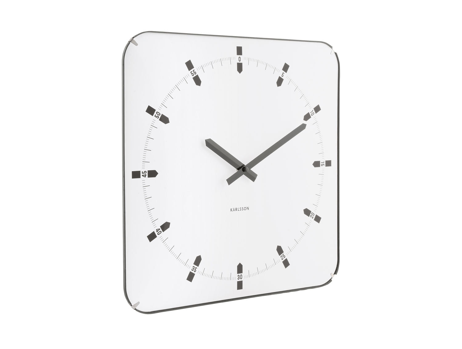 Wanduhr Sucinto Dome Quadratisches Weiß Glasdom Design