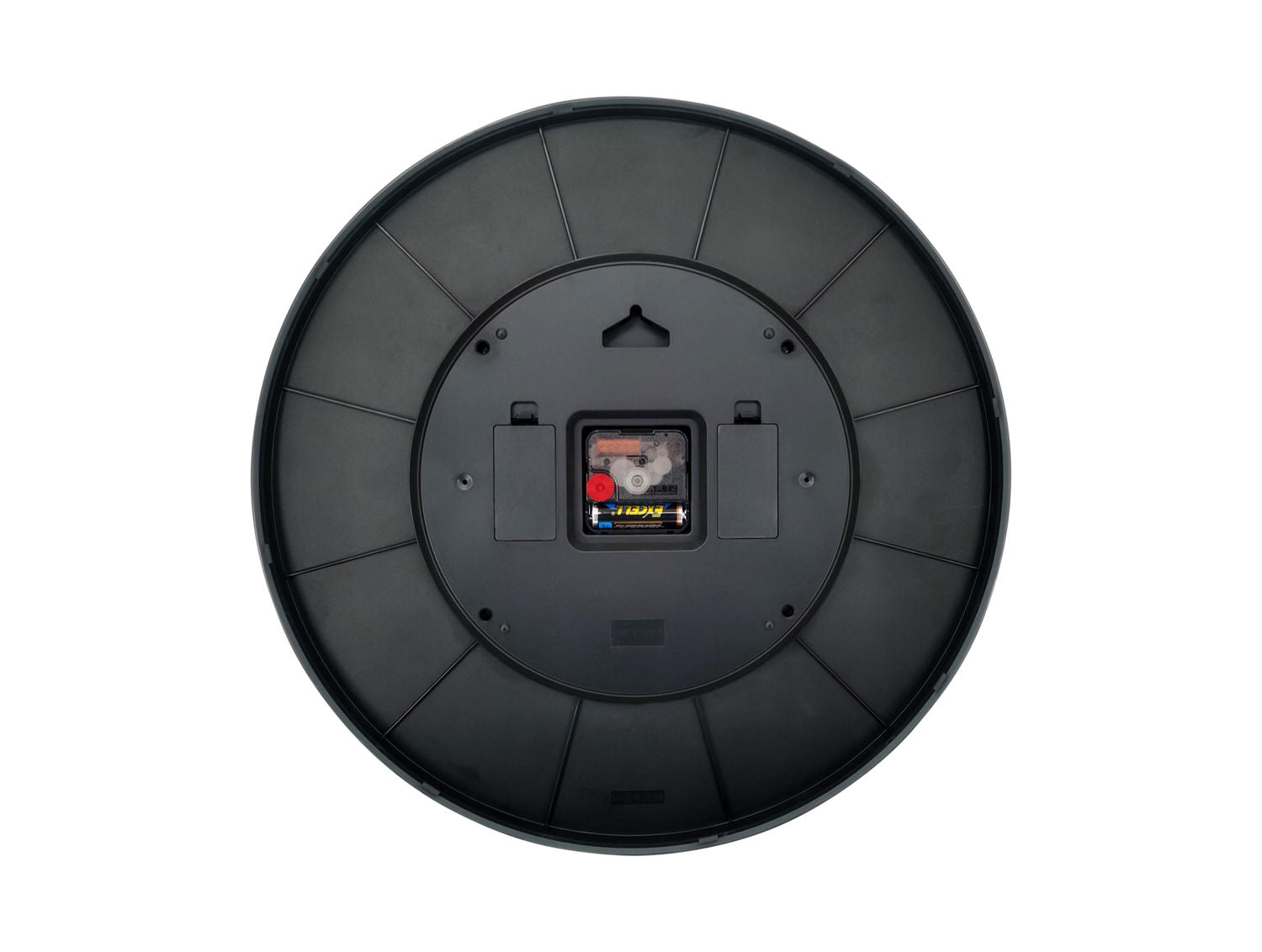 Wanduhr Karlsson Open Gear Ockergelb Dunkelblaue Akzente