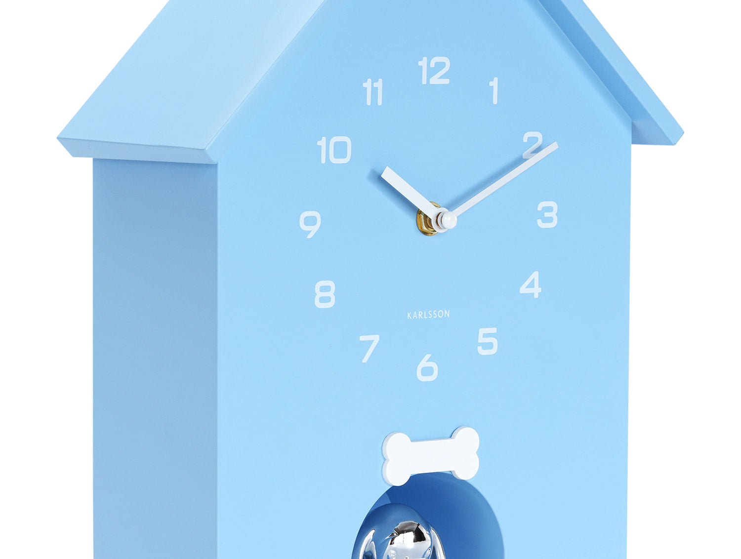 Wanduhr Dog House Sanftes Blau Retro-Design Wohnzimmer Highlight