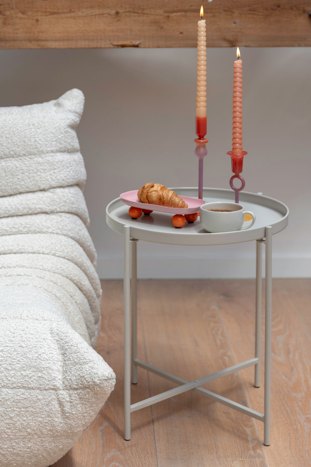 Beistelltisch Side table Meseta Metall Modern Minimalistisch warmgrau