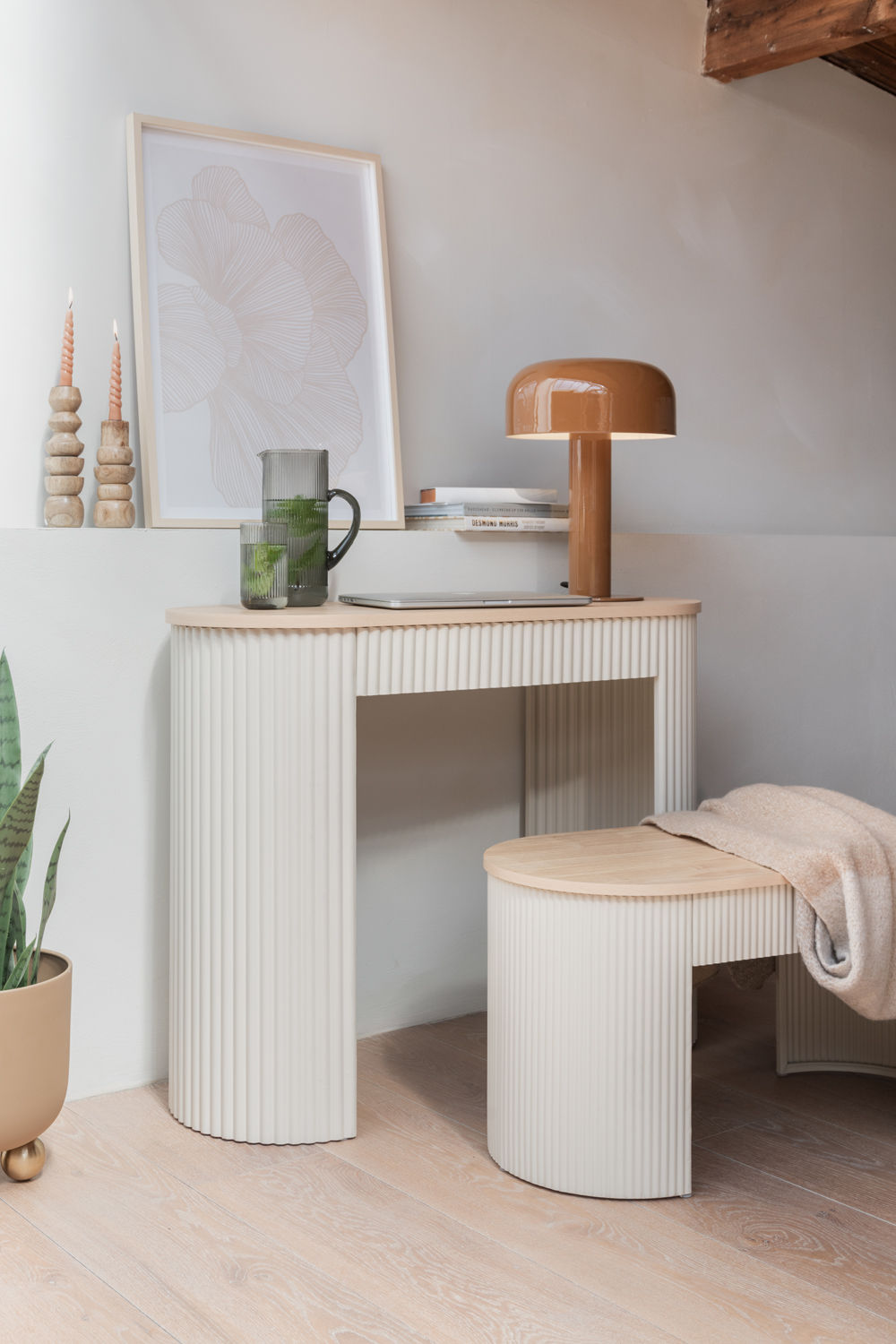 Konsolentisch Estriado Weiches Warmgrau Maße 100 x 40 x 77 cm