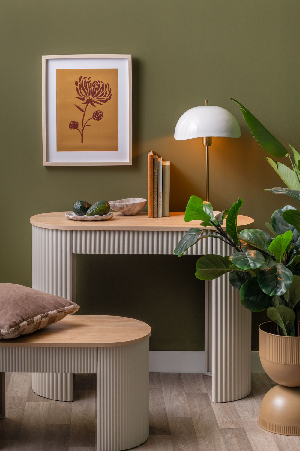 Konsolentisch Estriado Weiches Warmgrau Maße 100 x 40 x 77 cm