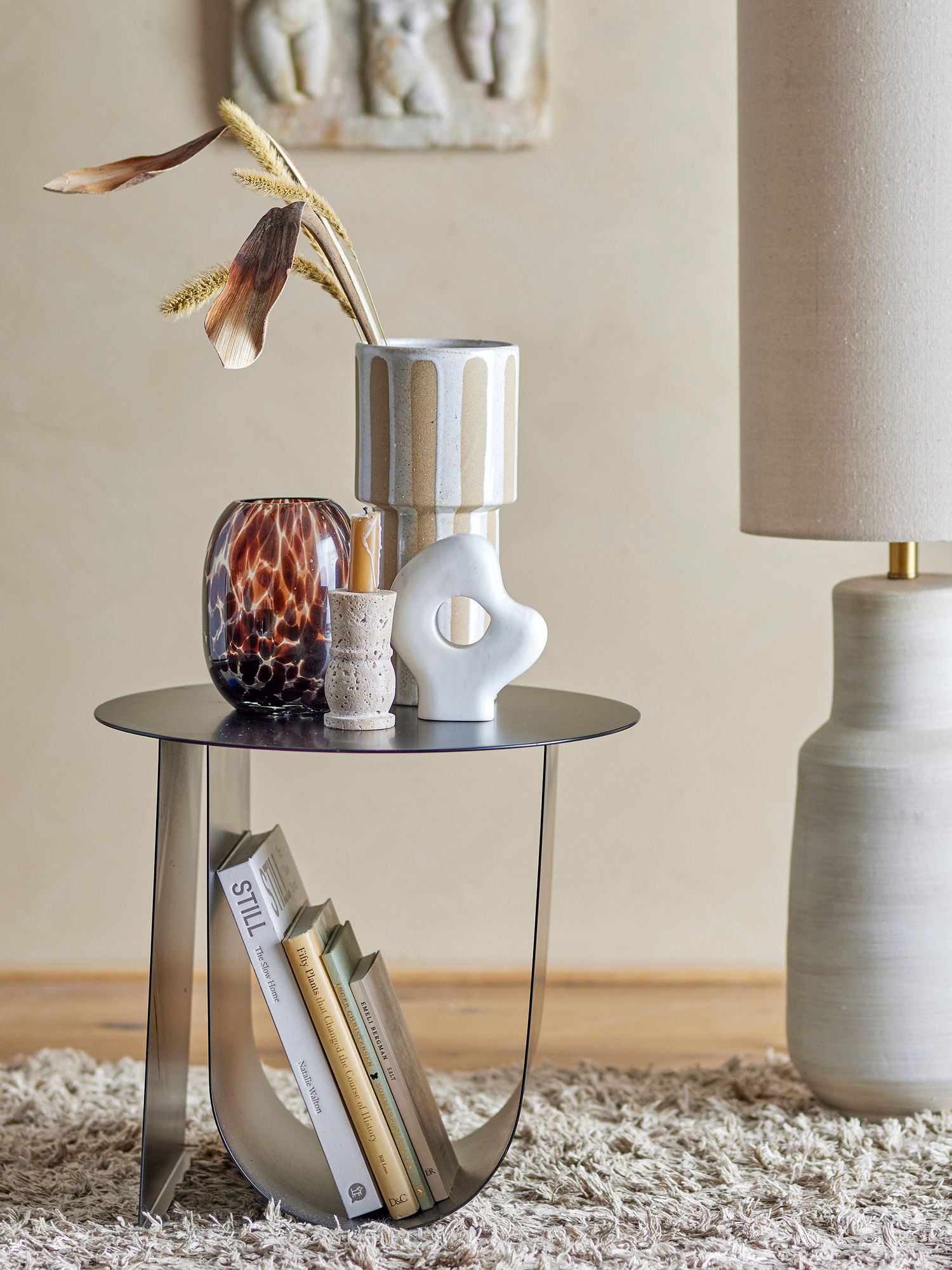 Awah Steingut Vase Natur Weißglasur Nordischer Stil Ideal für Sträuße und Trockenblumen