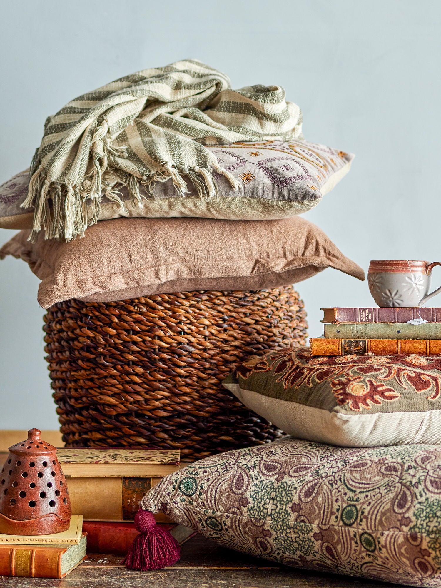 Tasse Hocker, Braun, Abaca