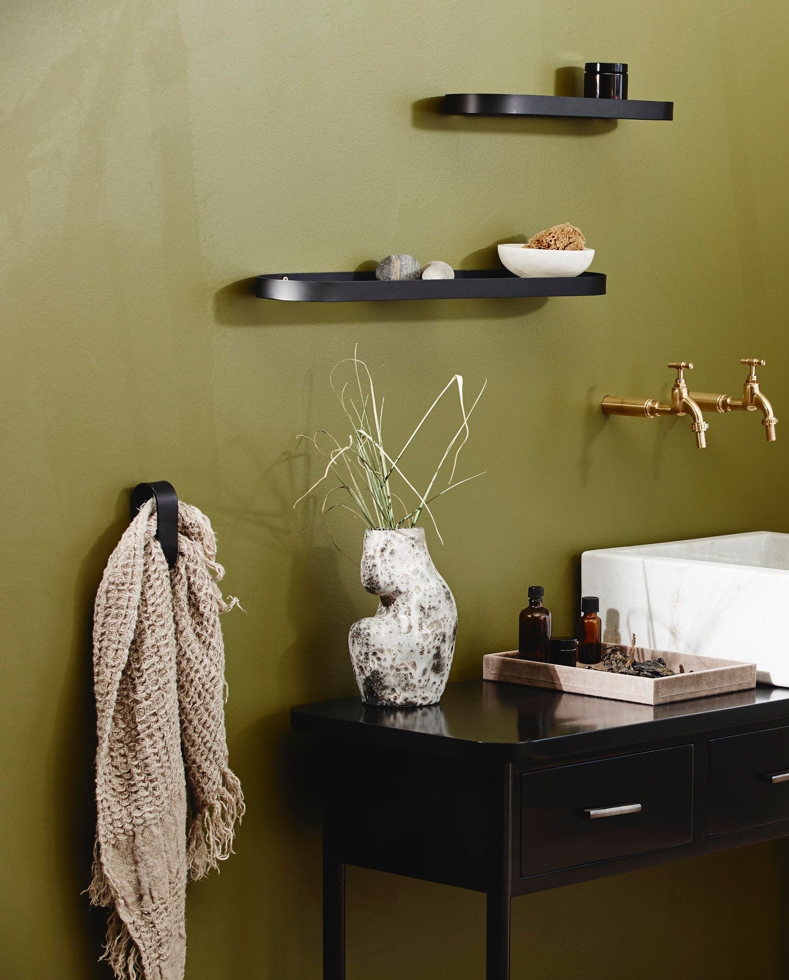 SOTRA Glasablage Bad L Größe Schwarzmetall Wasserbeständig für Nassräume