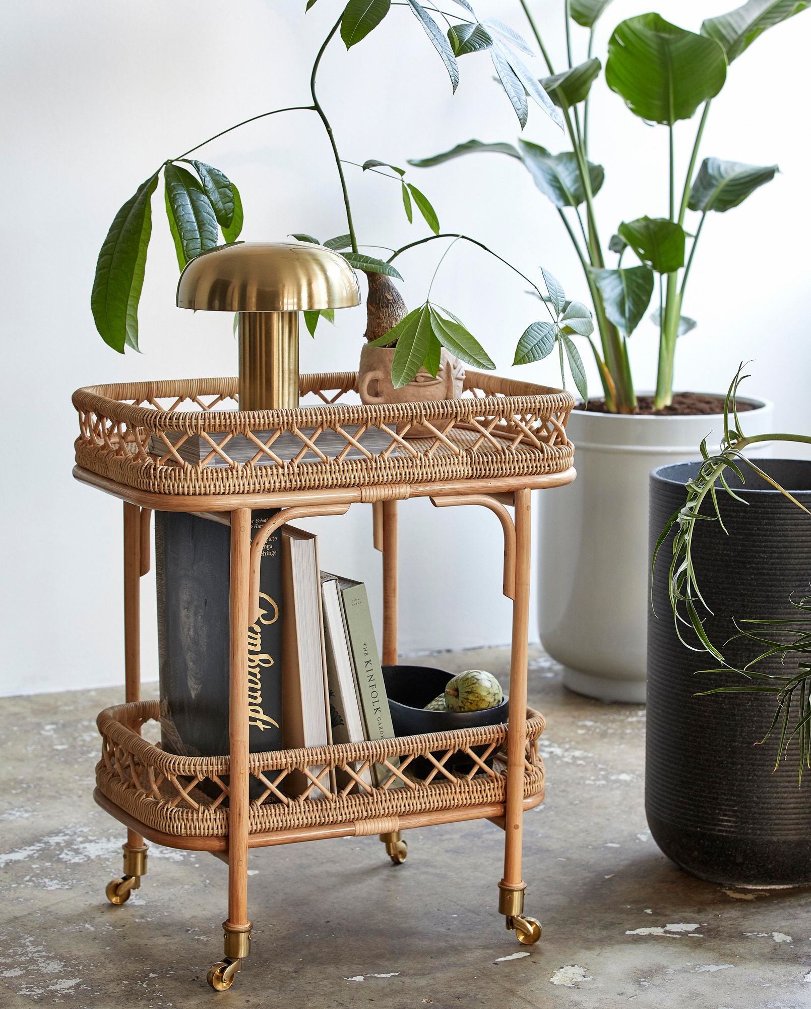 LIRI Trolley Natur Eleganter Aufbewahrungswagen mit Warmer Maserung