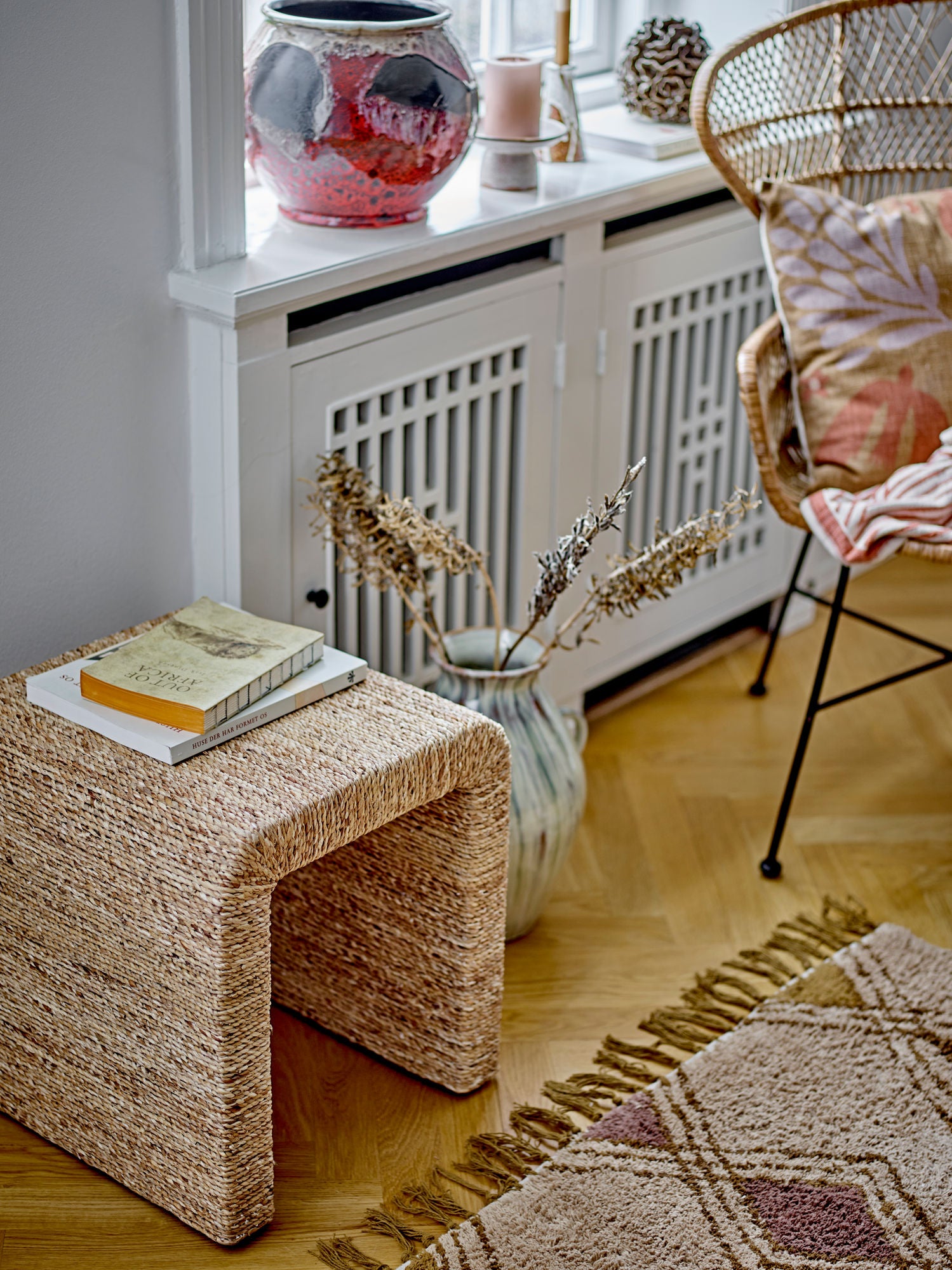 Kien Hocker Natur Wasserhyazinthe Vielseitiger Sitz und Beistelltisch