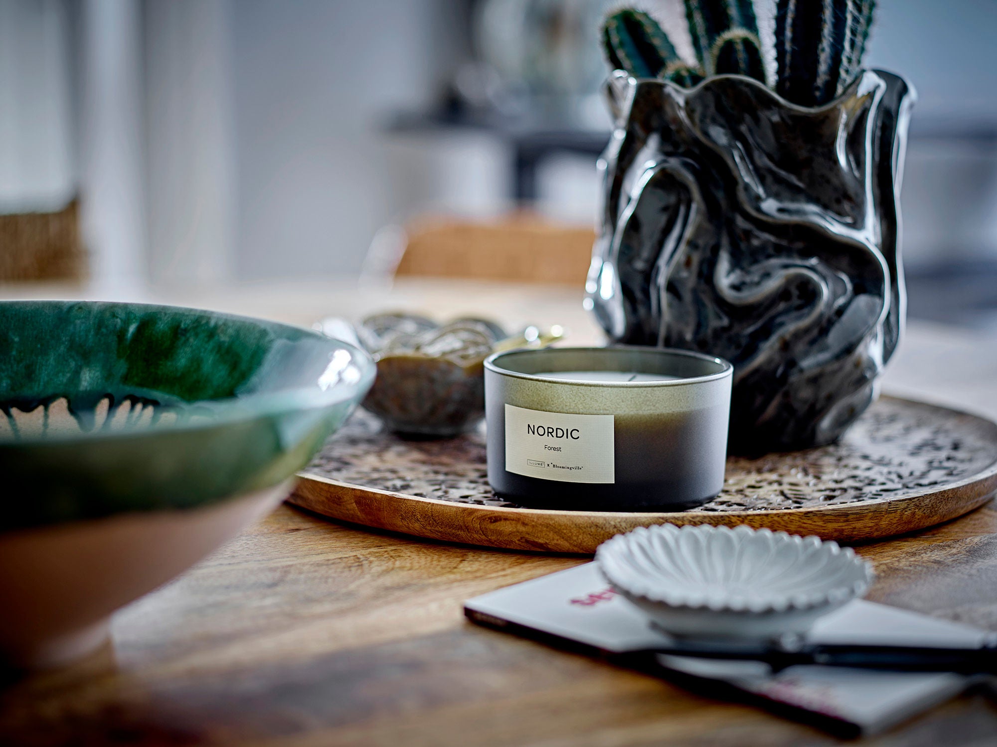 Soumia Deko-Vase Organische Form Grau Steinzeug für Blüten und Trockenarrangements