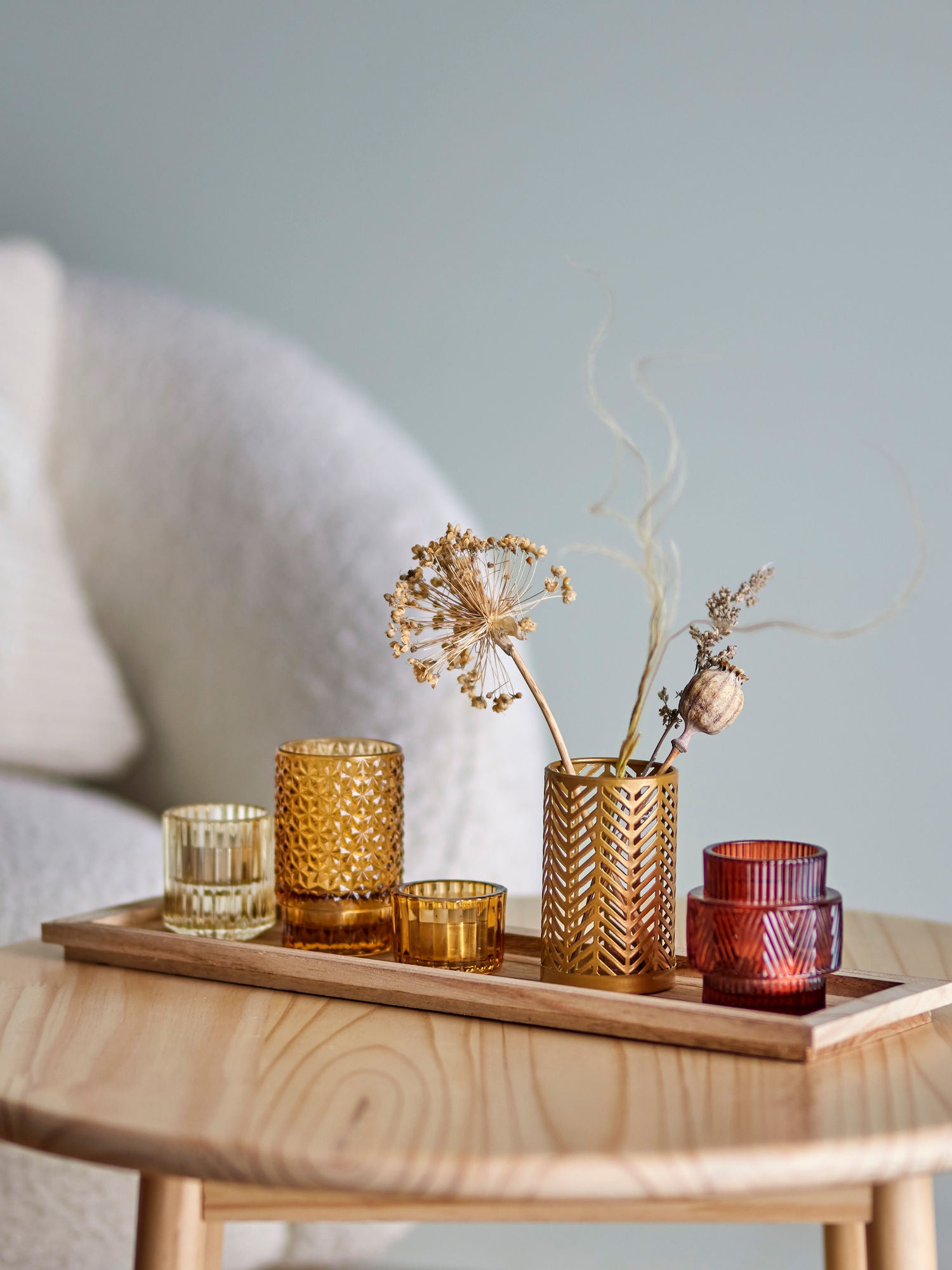 Sanga Tablett Teelichthalter Braun Glas Gemütliche Lichtakzente