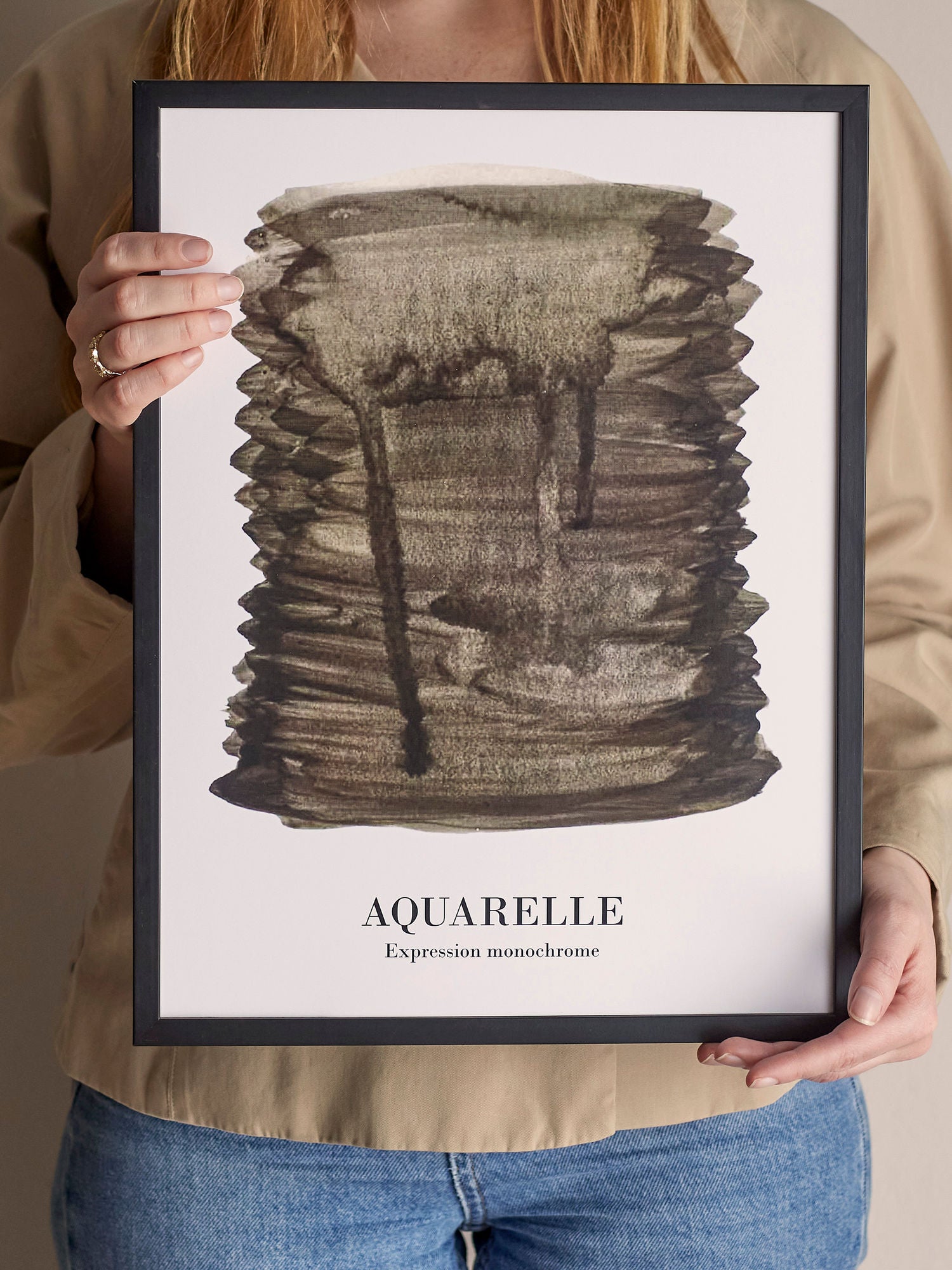 Ravenna Illustration mit Rahmen Schwarzes Kiefernholz Glasklare Front