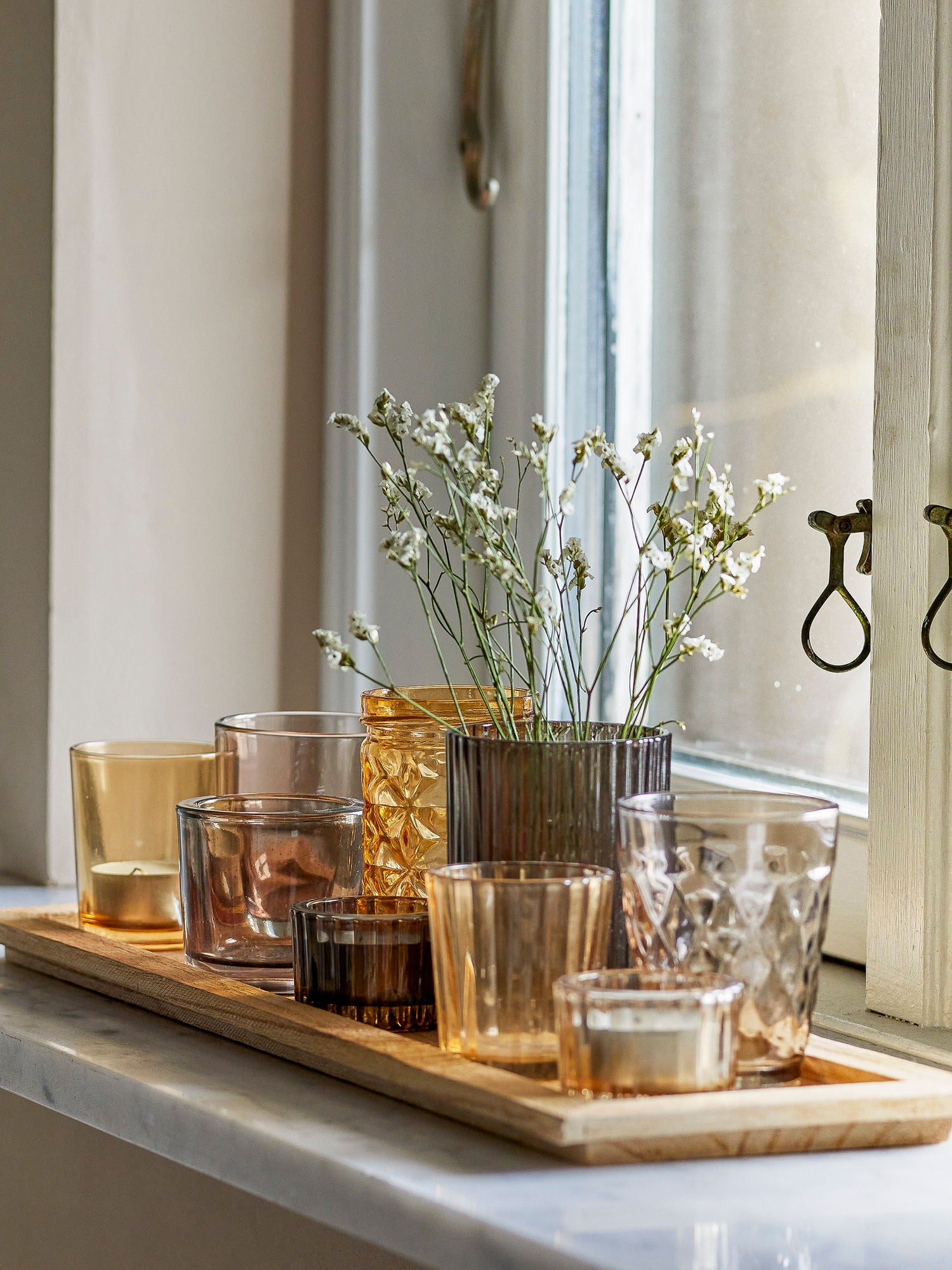 Sanga Teelichttablett Braun Glas Atmosphärisches Licht Elegantes Design