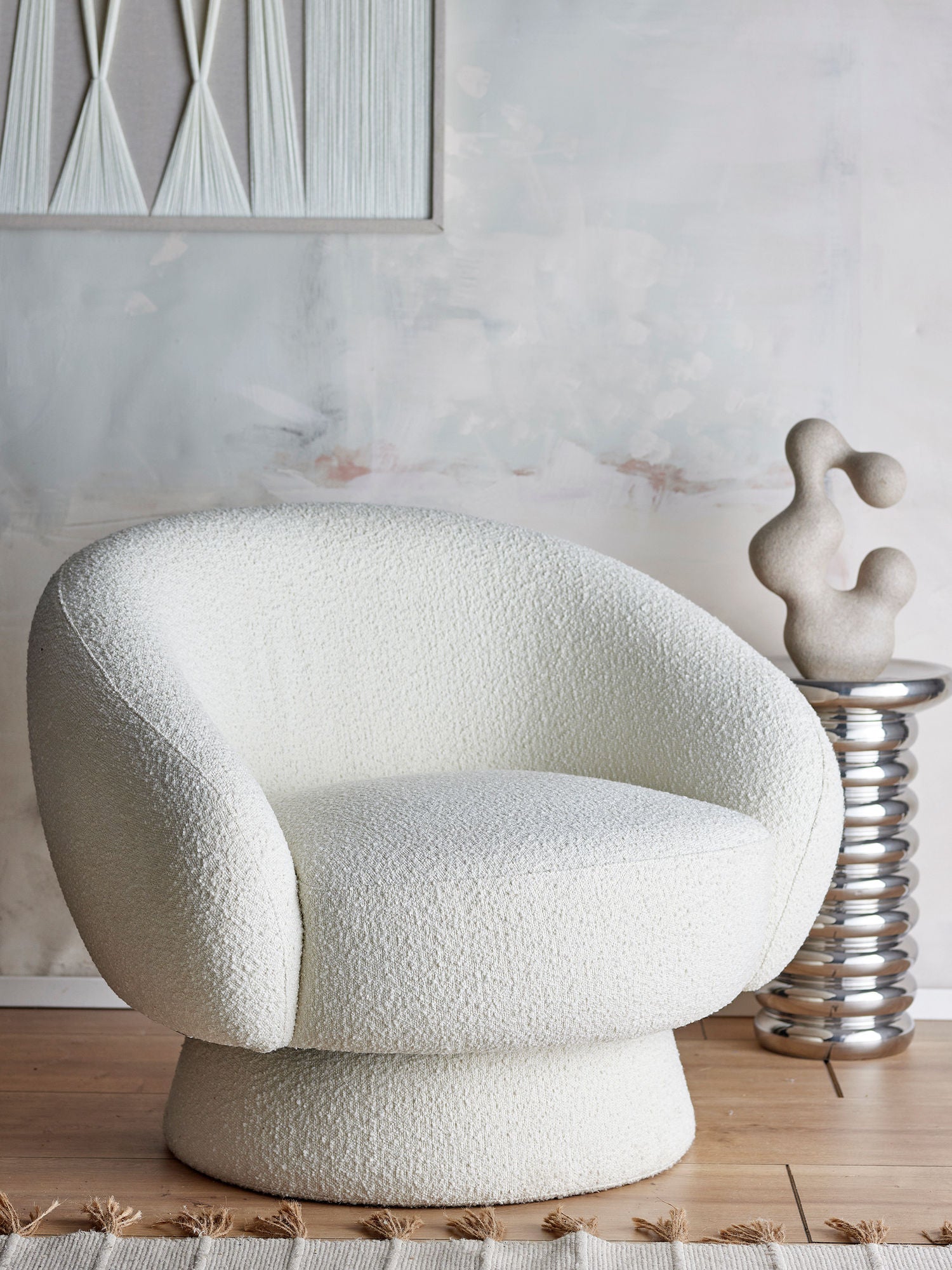 Ted Loungesessel Weiß Polyester Weicher Stoff und Moderner Look mit Komfort