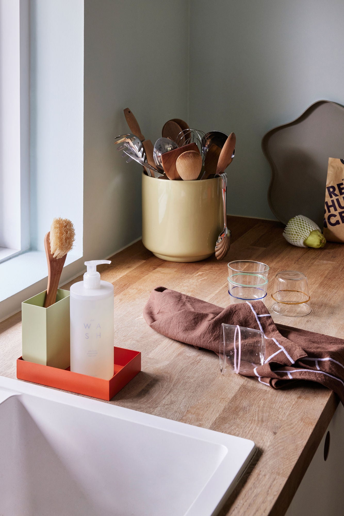 Deux Töpfe Hellgrün/Sandfarben (2er Set)