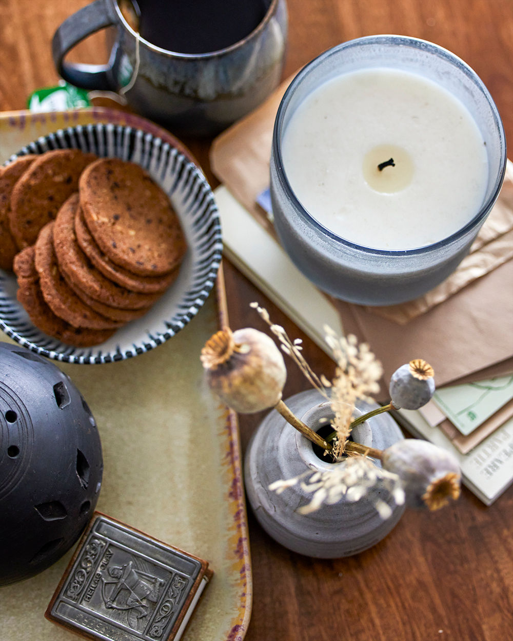 Santal Fig Duftkerze Blau Natürliches Wachs Langanhaltender Duft