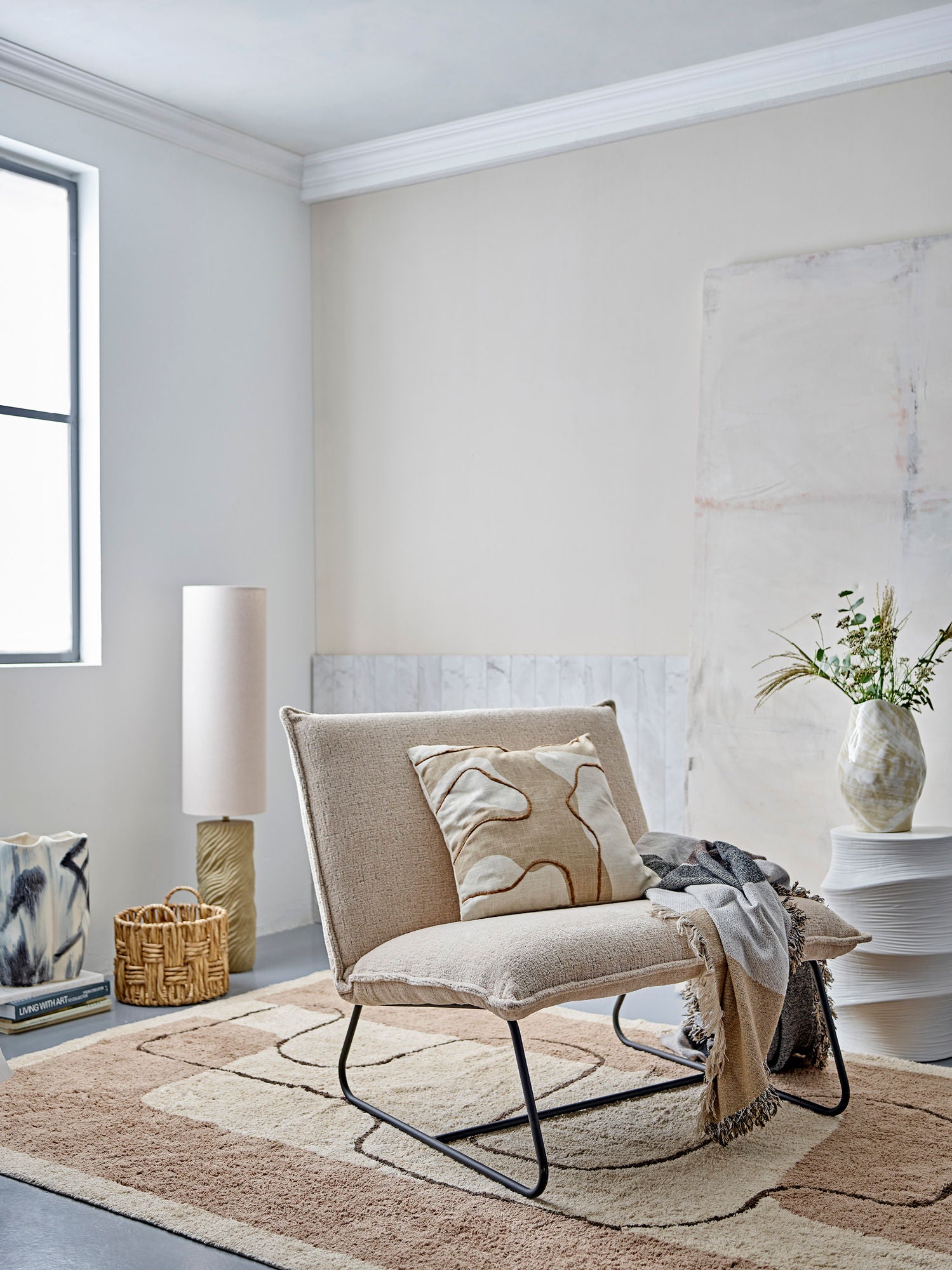 Volise Beistelltisch, weiß, Steingut