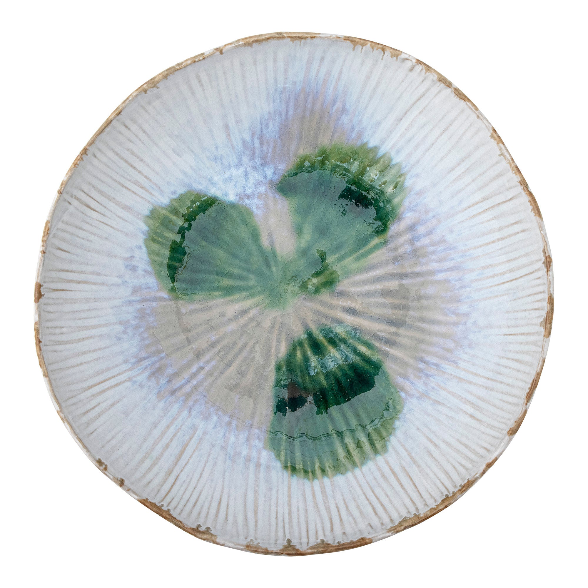 Mati Schale Grünes Steingut mit Glänzender Reaktiver Glasur Handgefertigt