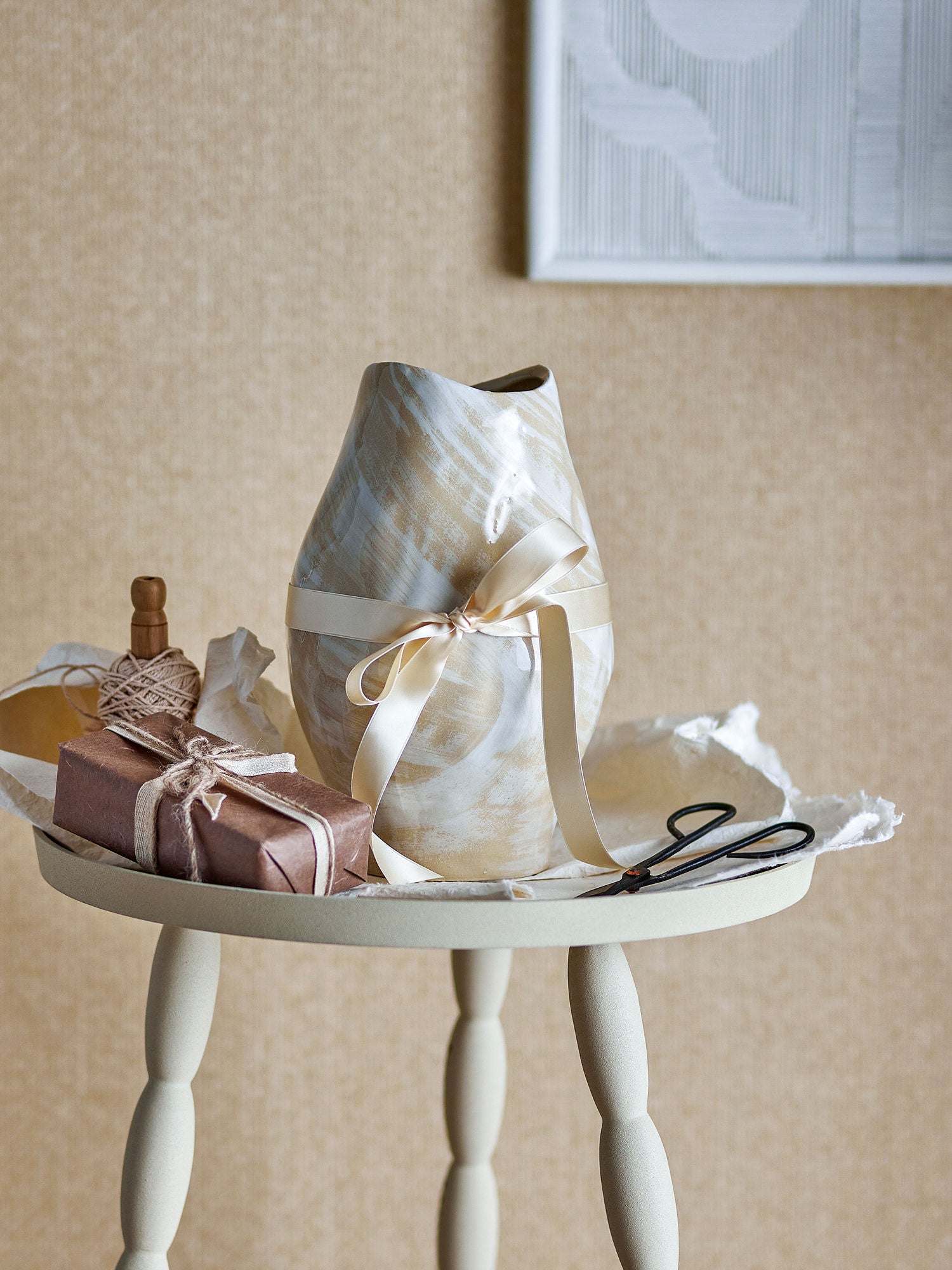 Obsa Natur Steingut Vase Reaktive Glasur und Sanfte Farbspiele