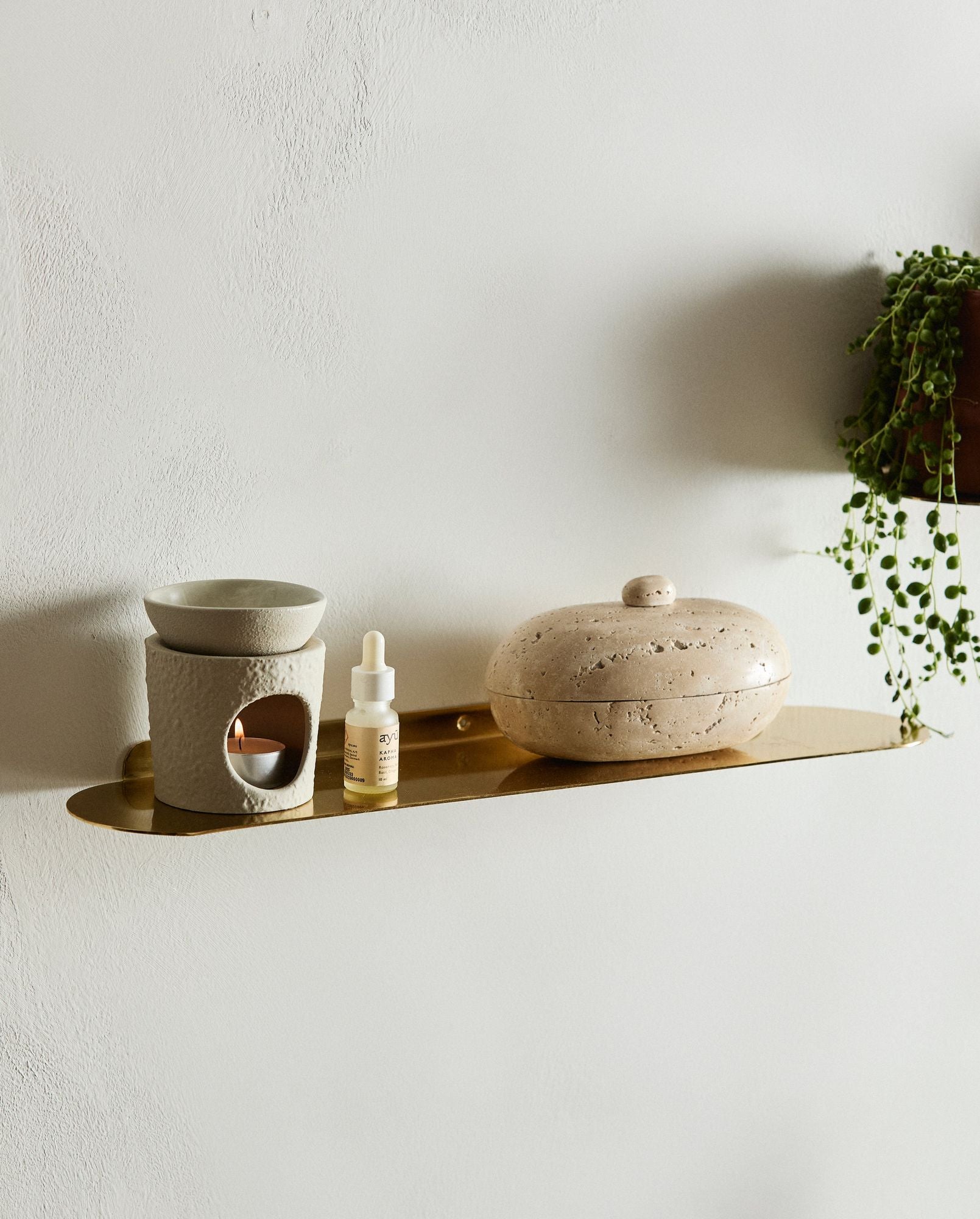 SITRA Aufbewahrungsdose Ovaldeckel Elfenbein Travertin Schmuckaufbewahrung