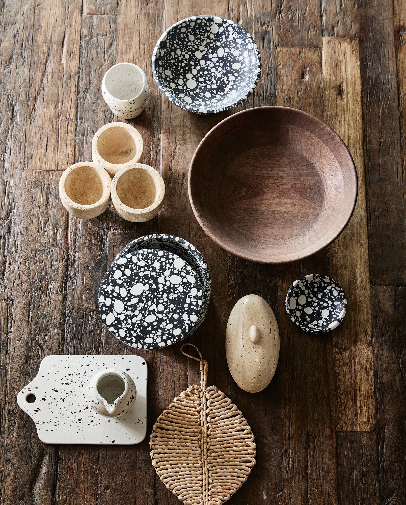 MULES Aufbewahrungsdose Schwarz Weiß Terrazzo Stil für Ordnung