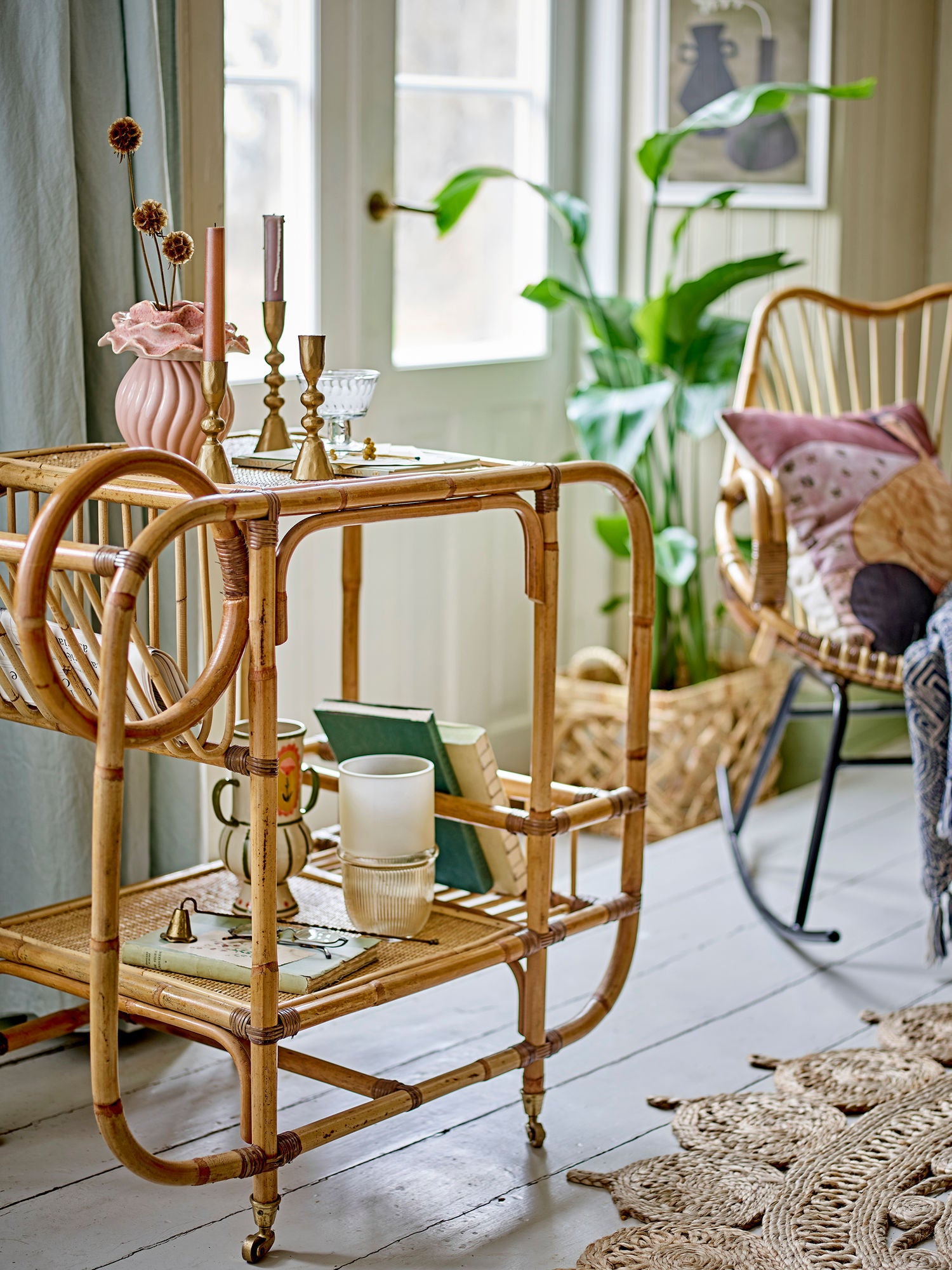 Petalia Rosé Vase Aus Steingut Elegante Dekor und Getrocknete Blumen Halterung